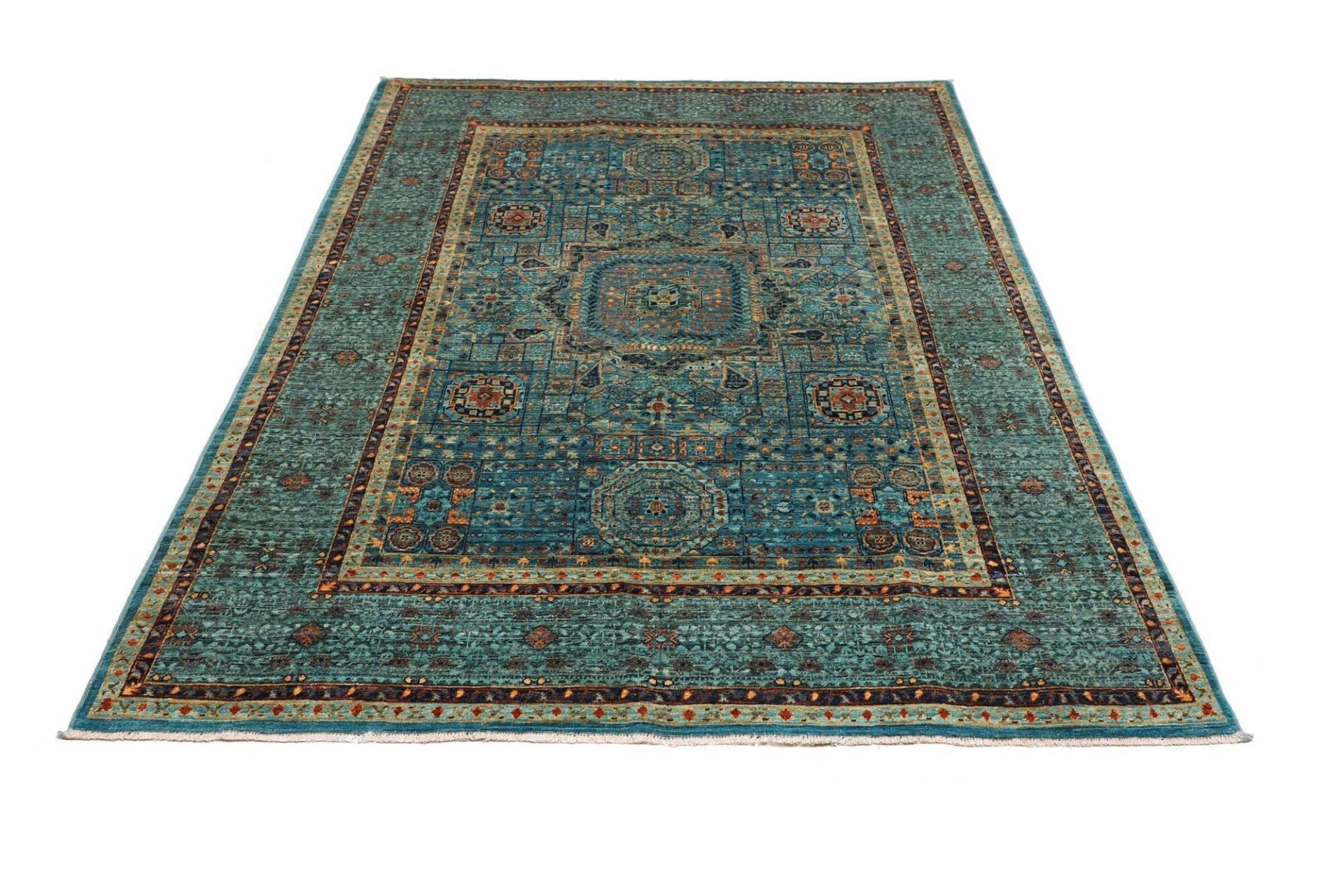Hand-Knotted Wool Mamluk Pakistani Rug, 152 × 205 cm