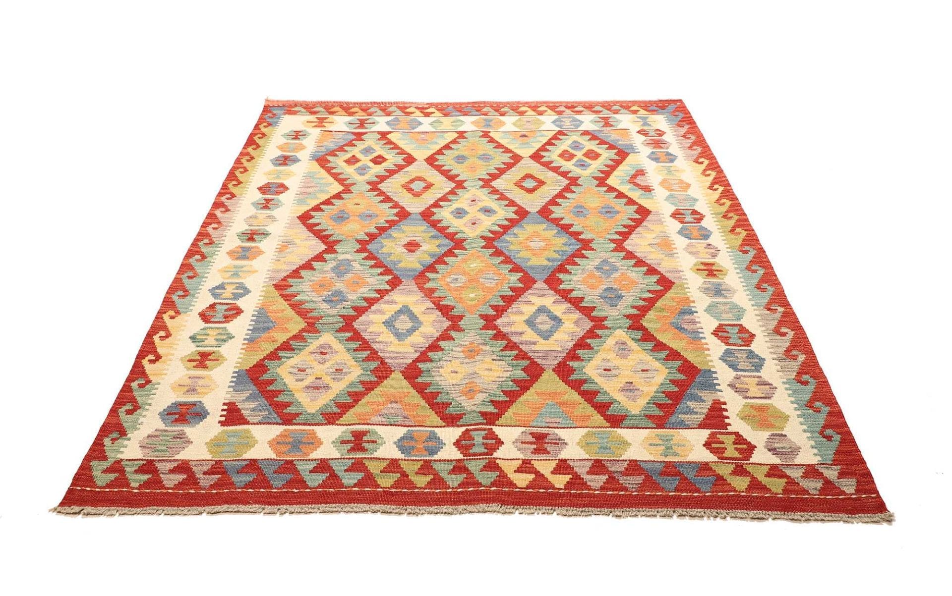 Kilim Pakistani Rug 161 × 194 cm, Wool, hand-woven