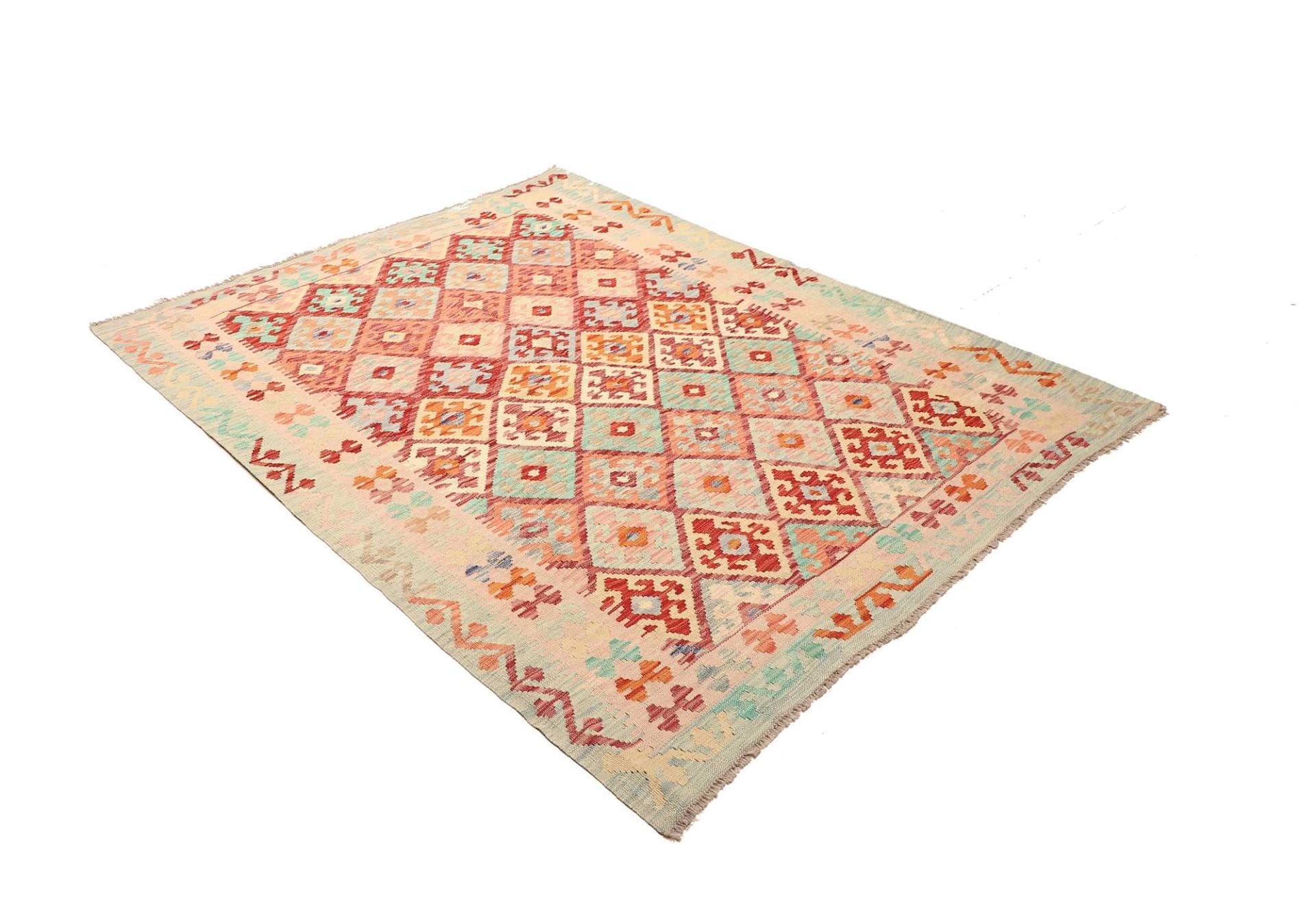 orientteppich-kelim-159-x-197-cm-aus-wolle-handgewebt-2 Hand-Woven Wool Kilim Pakistani Rug, 159 × 197 cm