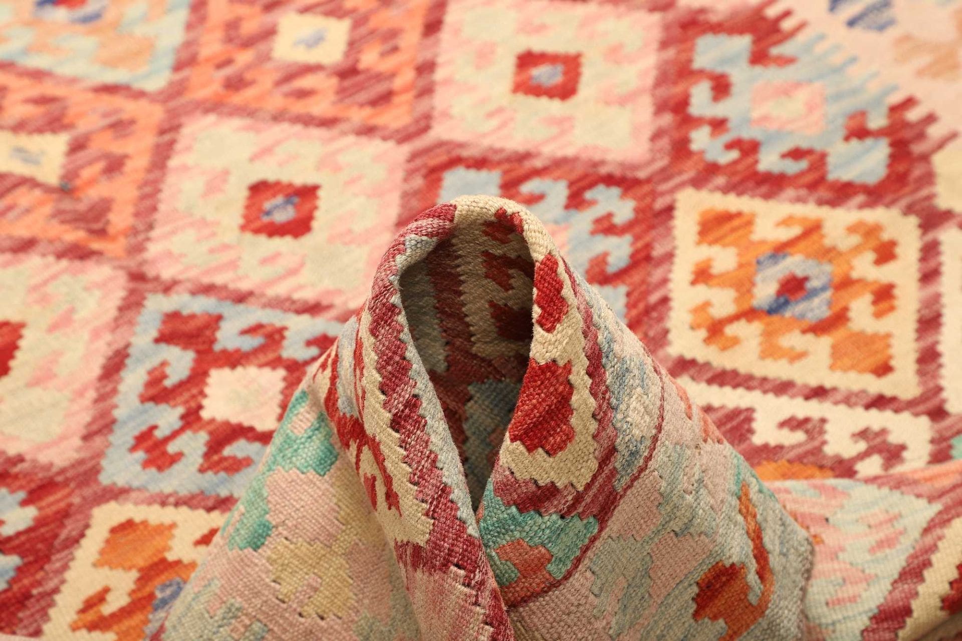 orientteppich-kelim-159-x-197-cm-aus-wolle-handgewebt-5 Hand-Woven Wool Kilim Pakistani Rug, 159 × 197 cm