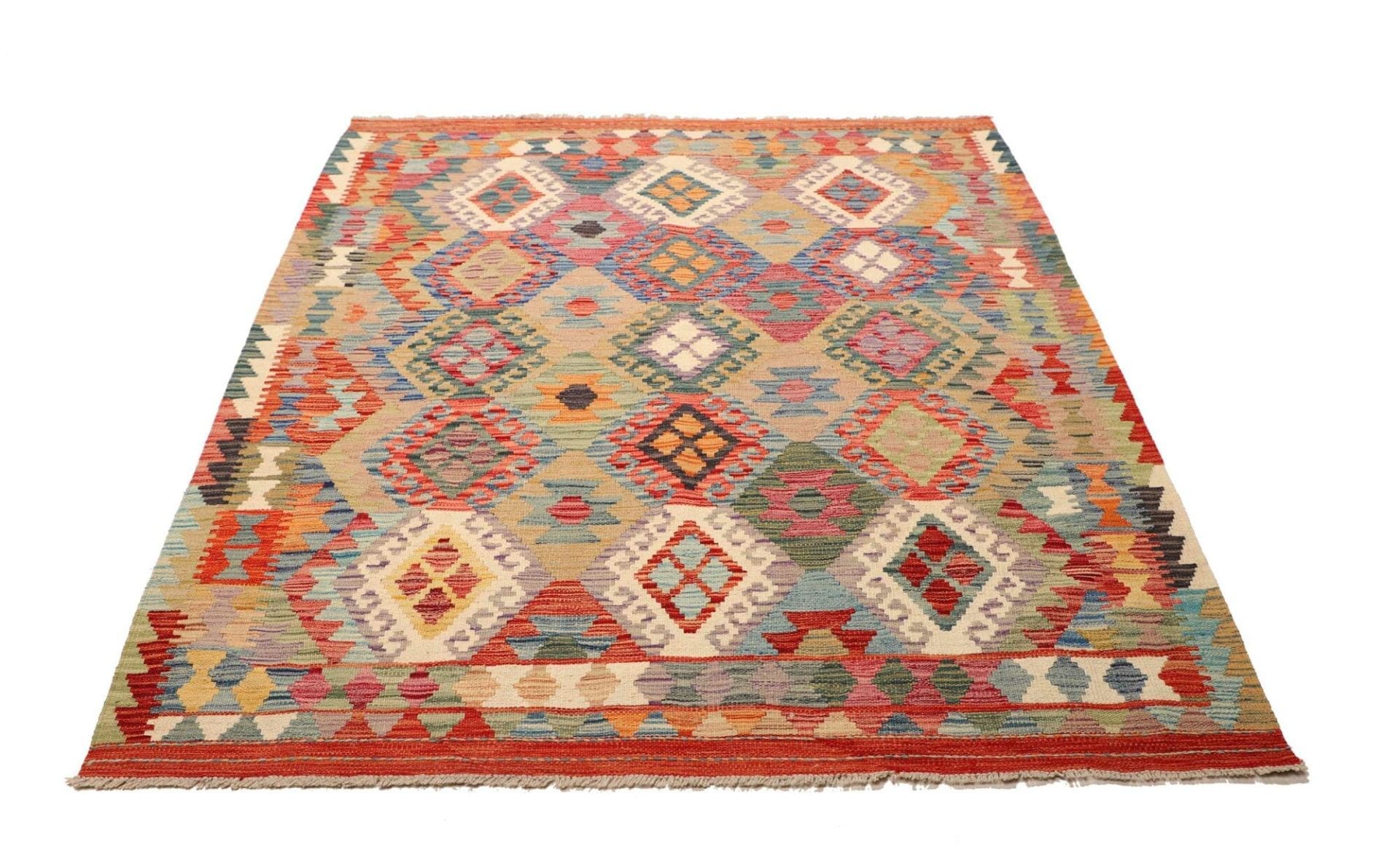 Hand-Woven Wool Kilim Pakistani Rug, 156 × 195 cm