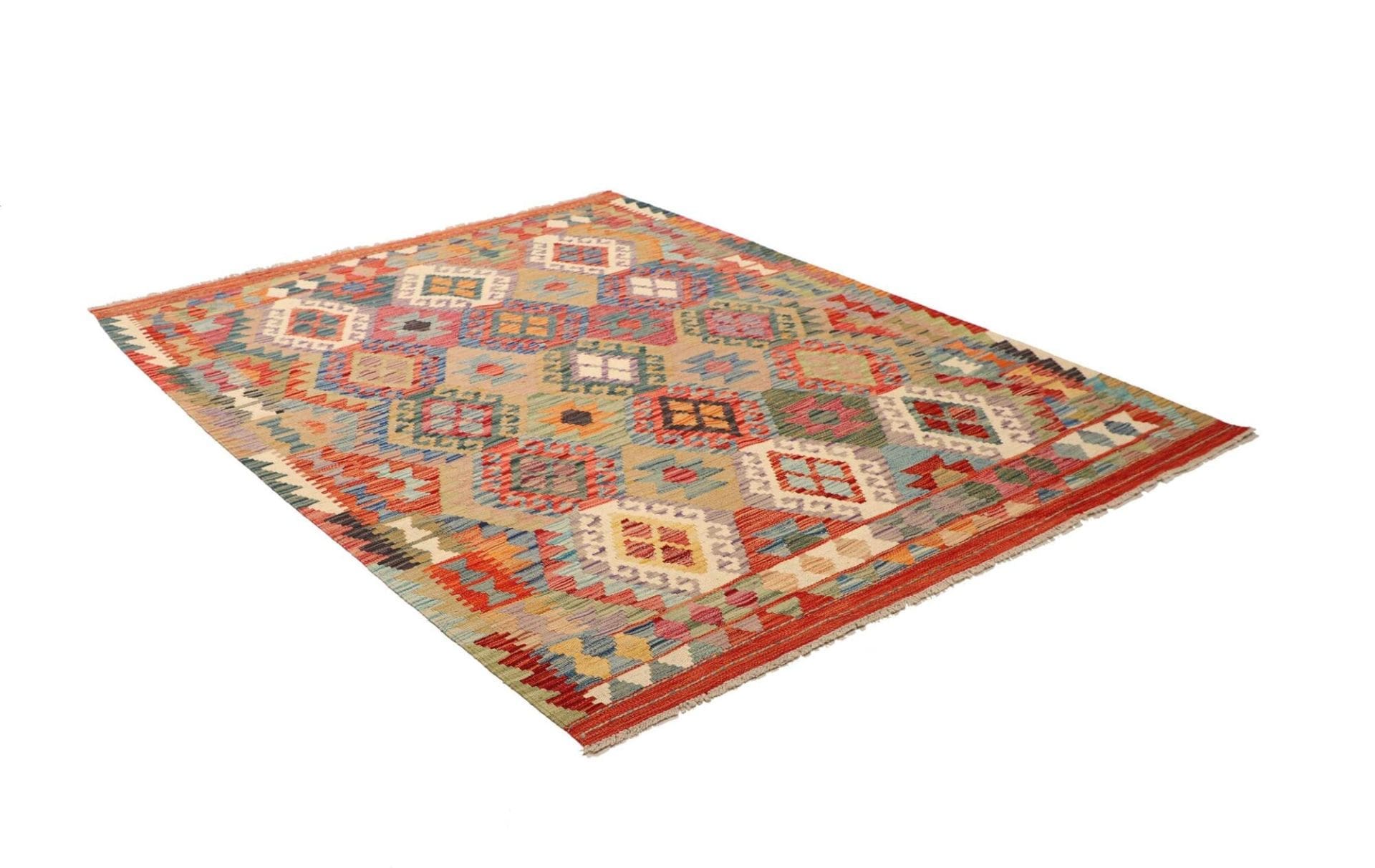 Hand-Woven Wool Kilim Pakistani Rug, 156 × 195 cm