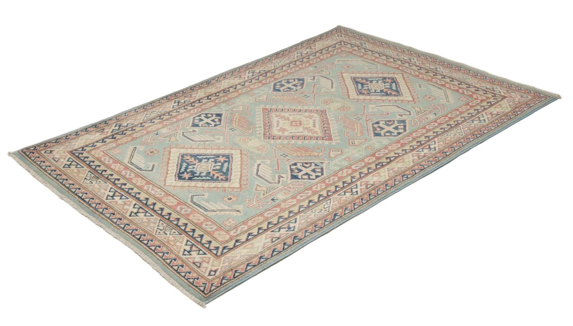 Hand-Knotted Wool Kazak Pakistani Rug, 123 × 179 cm