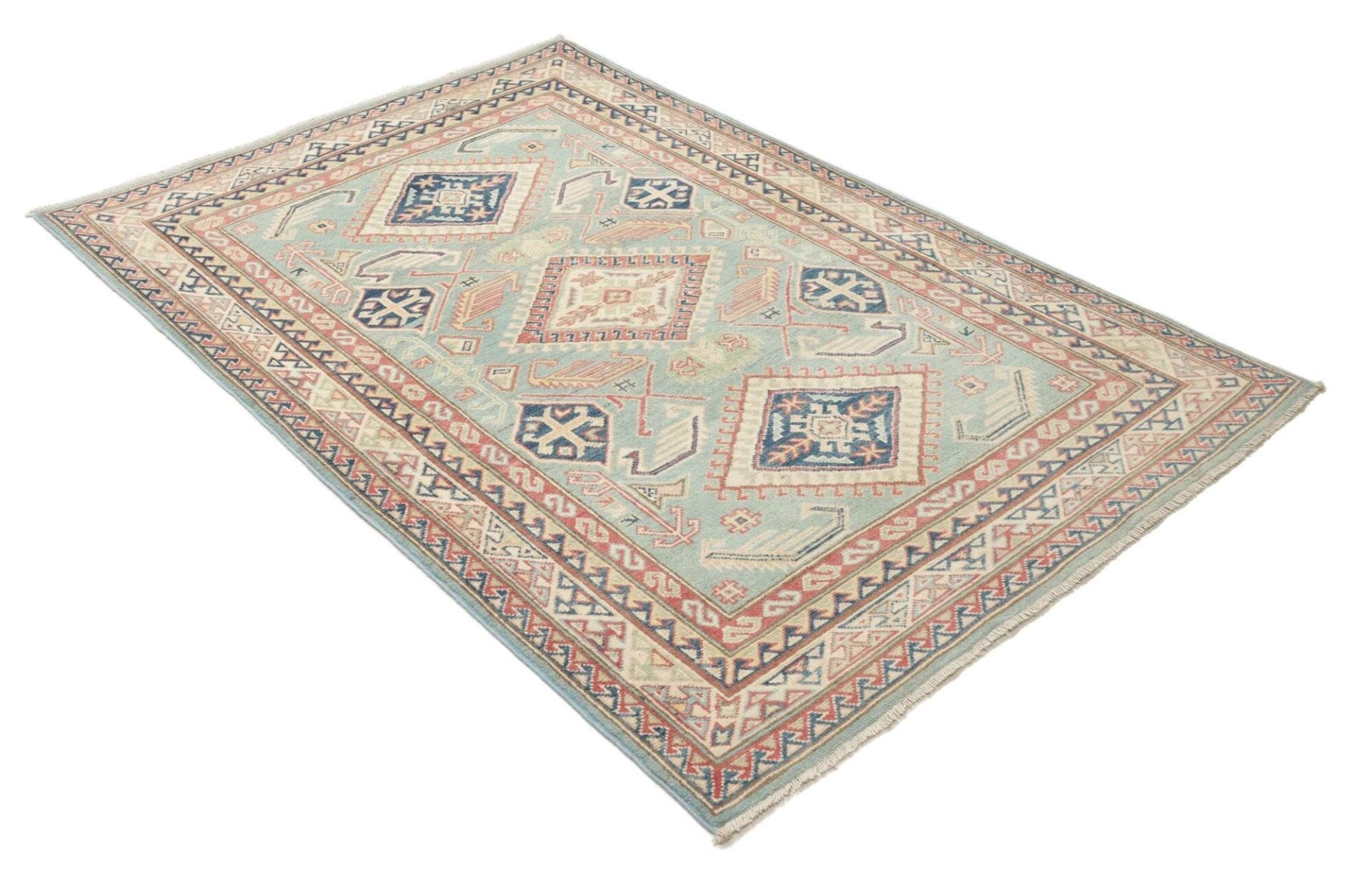 Hand-Knotted Wool Kazak Pakistani Rug, 123 × 179 cm