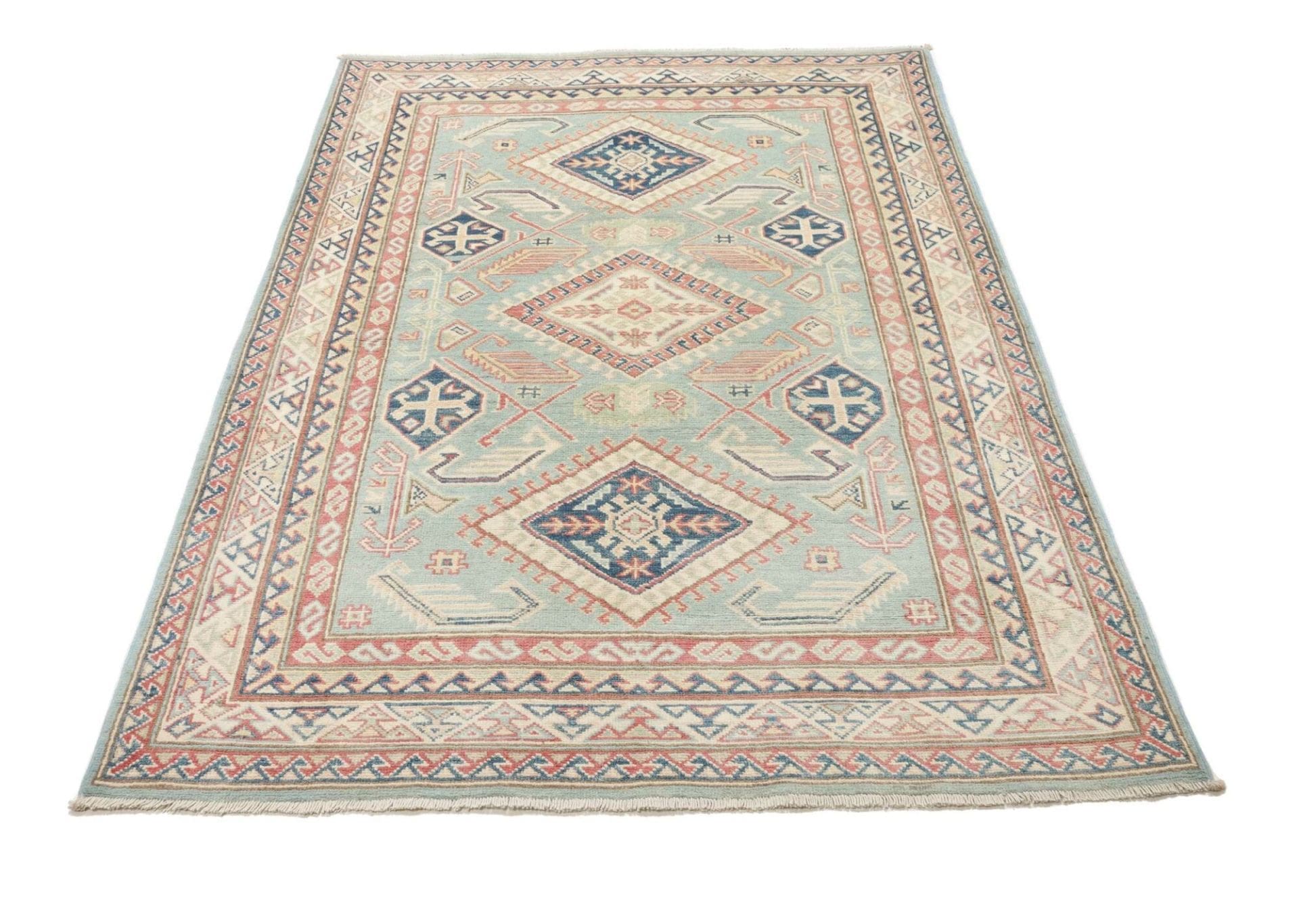 Hand-Knotted Wool Kazak Pakistani Rug, 123 × 179 cm