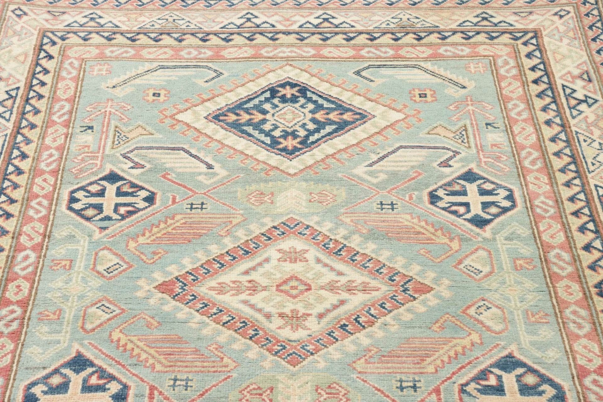 Hand-Knotted Wool Kazak Pakistani Rug, 123 × 179 cm