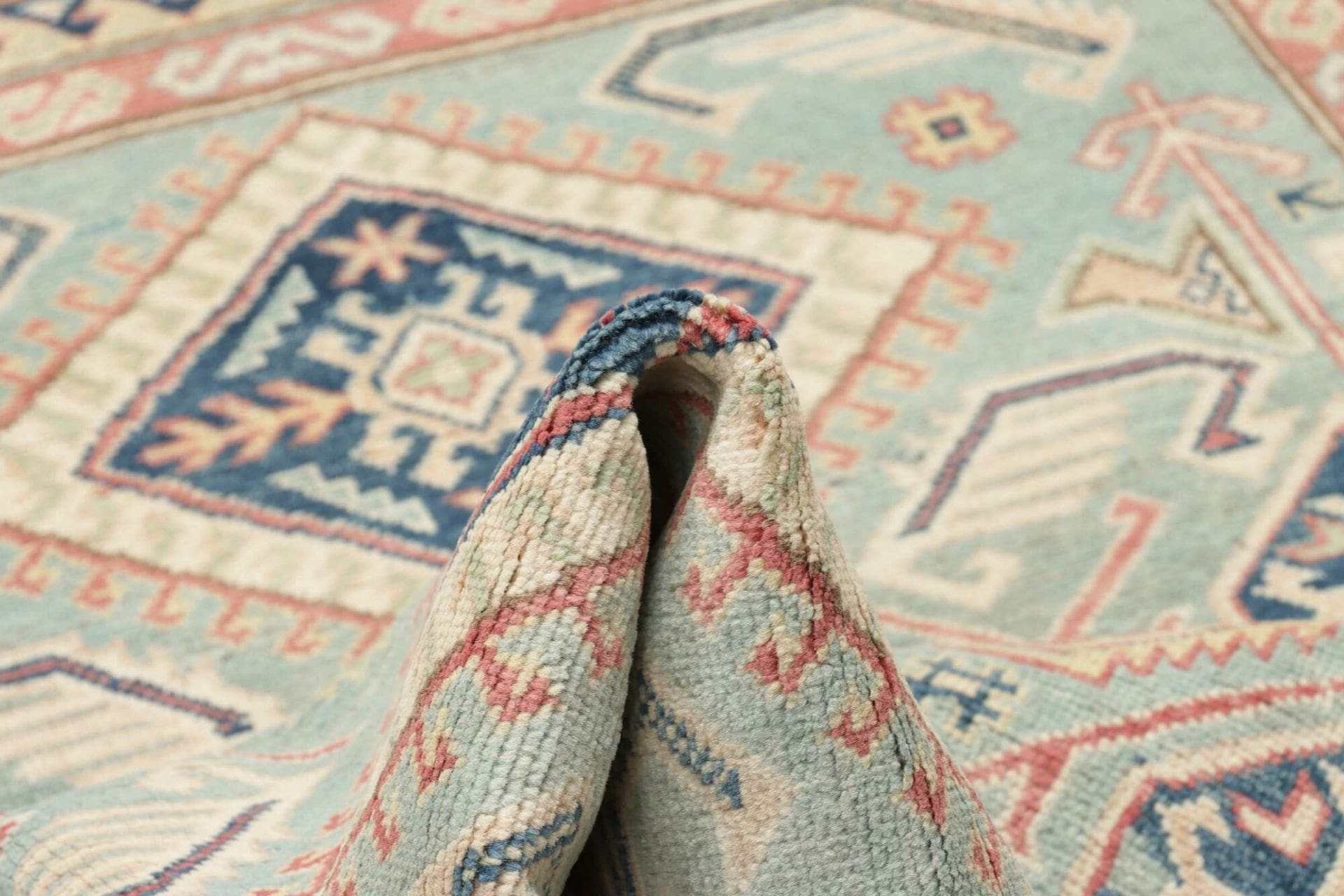 Hand-Knotted Wool Kazak Pakistani Rug, 123 × 179 cm