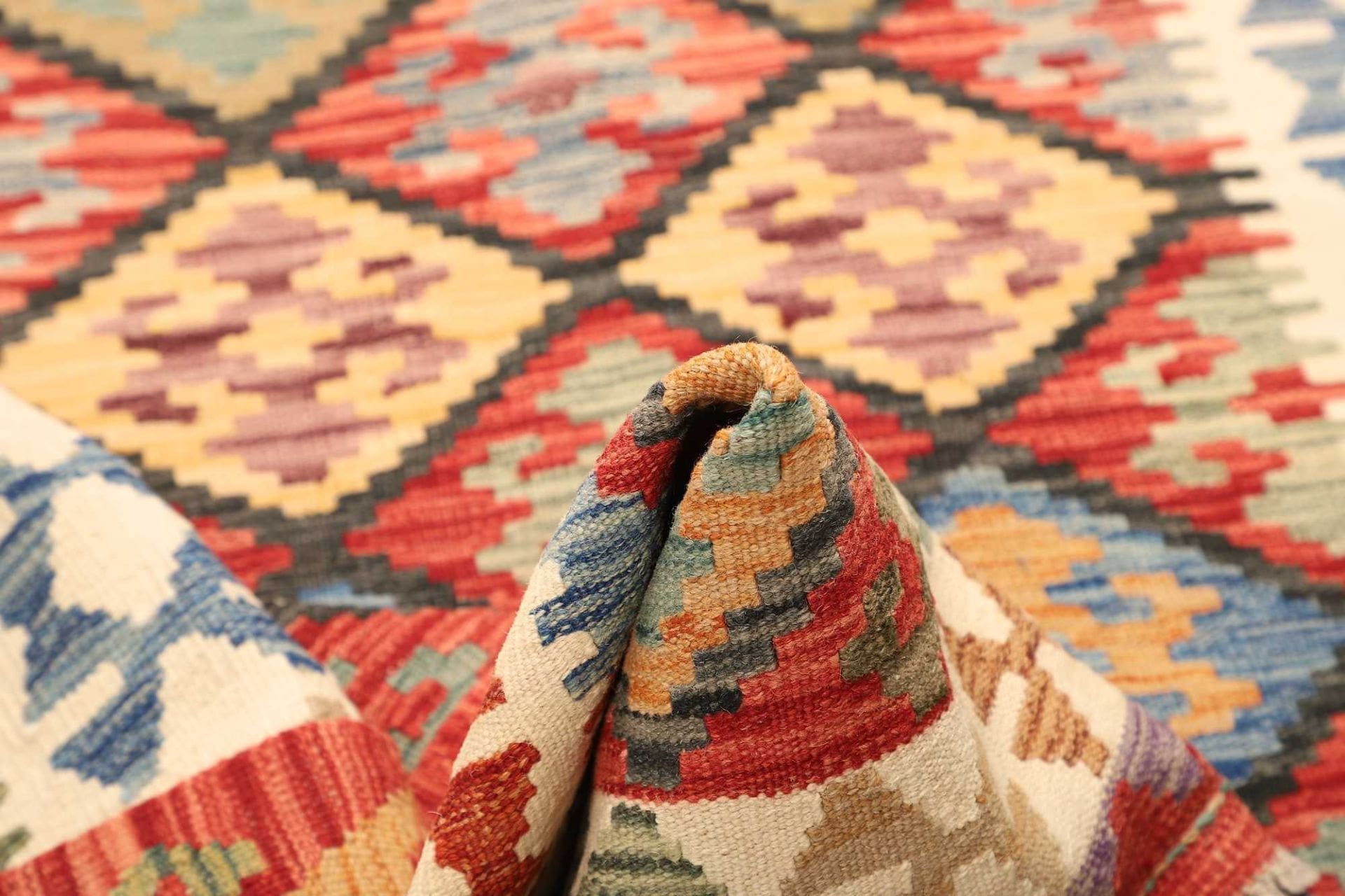 kelim-teppich-128-x-200-cm-handgewebt-rustikales-flair-wolle-5 Kilim Pakistani Rug — hand-woven, 128 × 200 cm, Wool