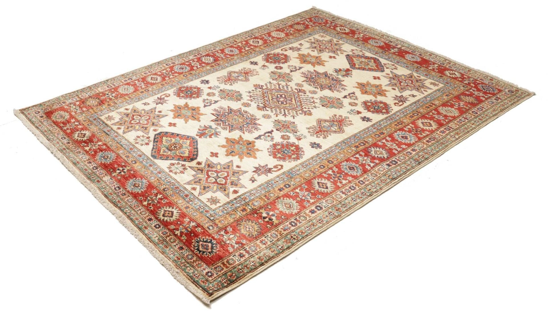 Hand-Knotted Wool Kazak Pakistani Rug, 156 × 195 cm