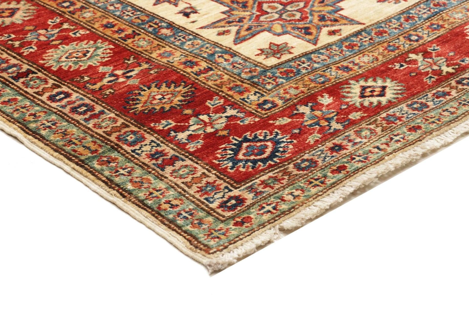 Hand-Knotted Wool Kazak Pakistani Rug, 156 × 195 cm