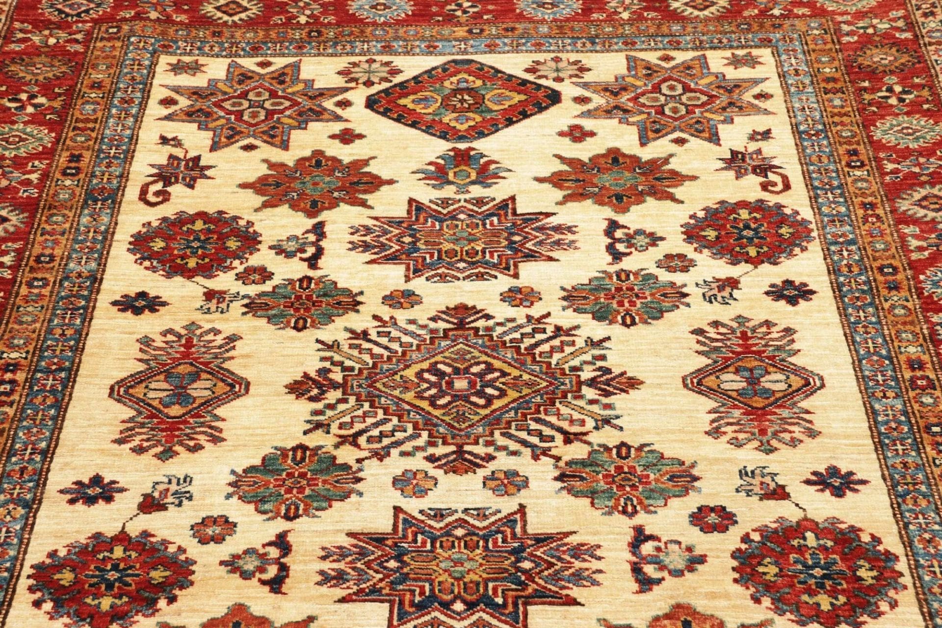 Hand-Knotted Wool Kazak Pakistani Rug, 156 × 195 cm