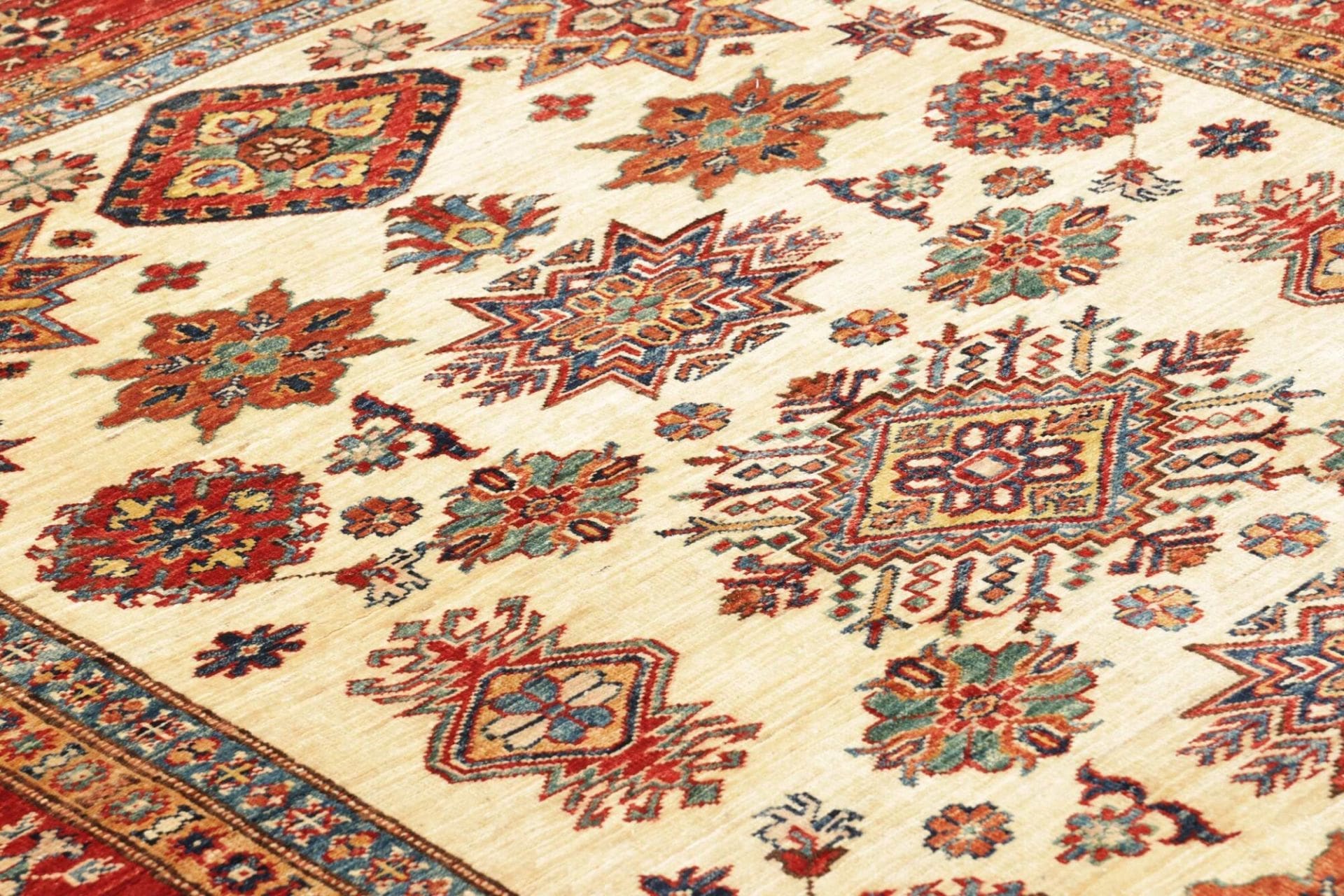 Hand-Knotted Wool Kazak Pakistani Rug, 156 × 195 cm
