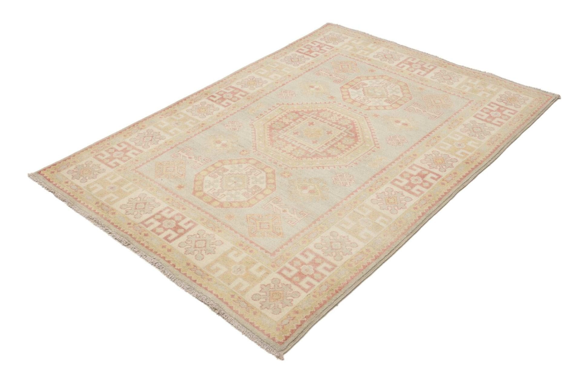 kazak-orientteppich-123-x-172-cm-geometrisches-muster-handgeknupft-1 Kazak Pakistani Rug 123 × 172 cm, Wool, hand-knotted