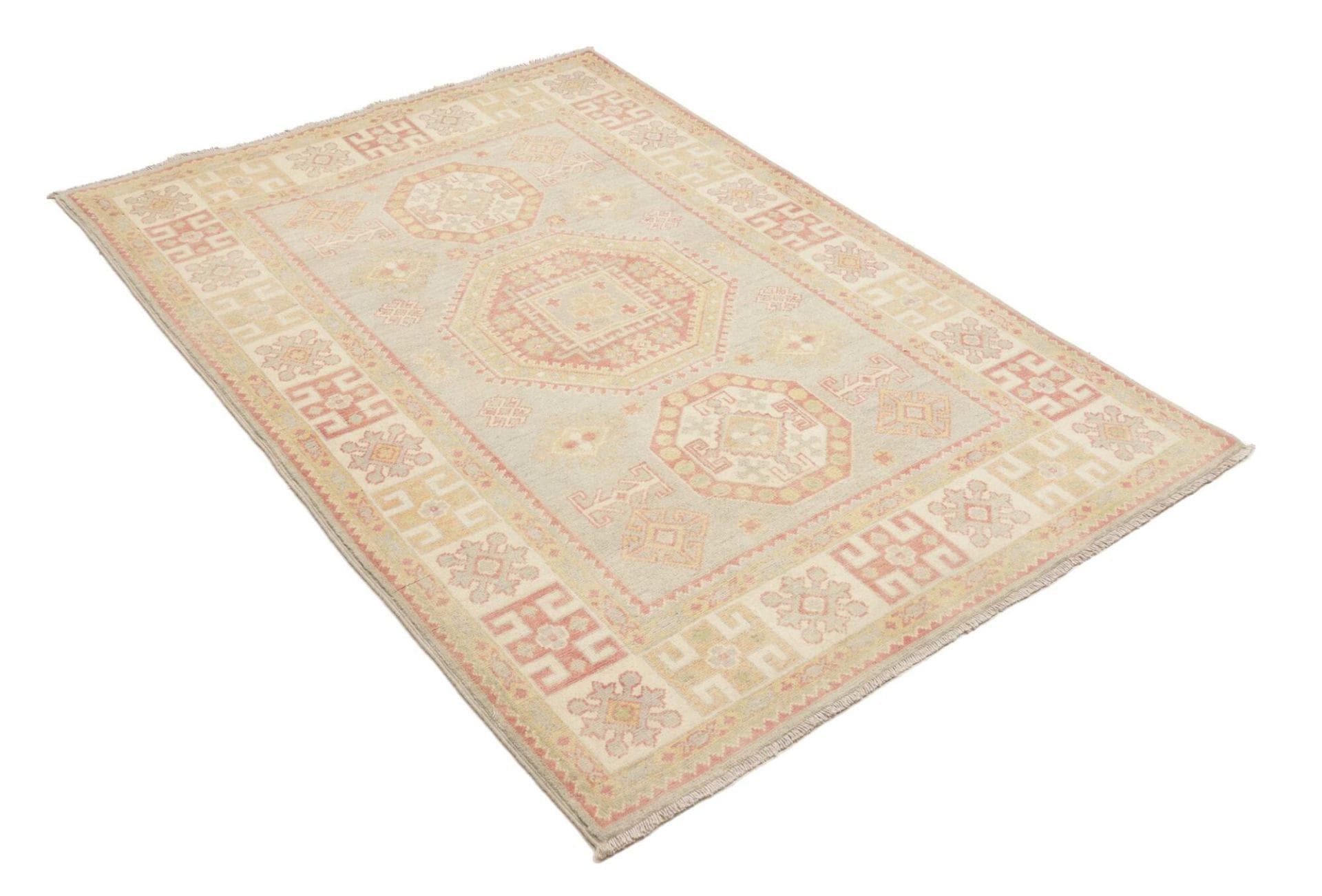 kazak-orientteppich-123-x-172-cm-geometrisches-muster-handgeknupft-2 Kazak Pakistani Rug 123 × 172 cm, Wool, hand-knotted