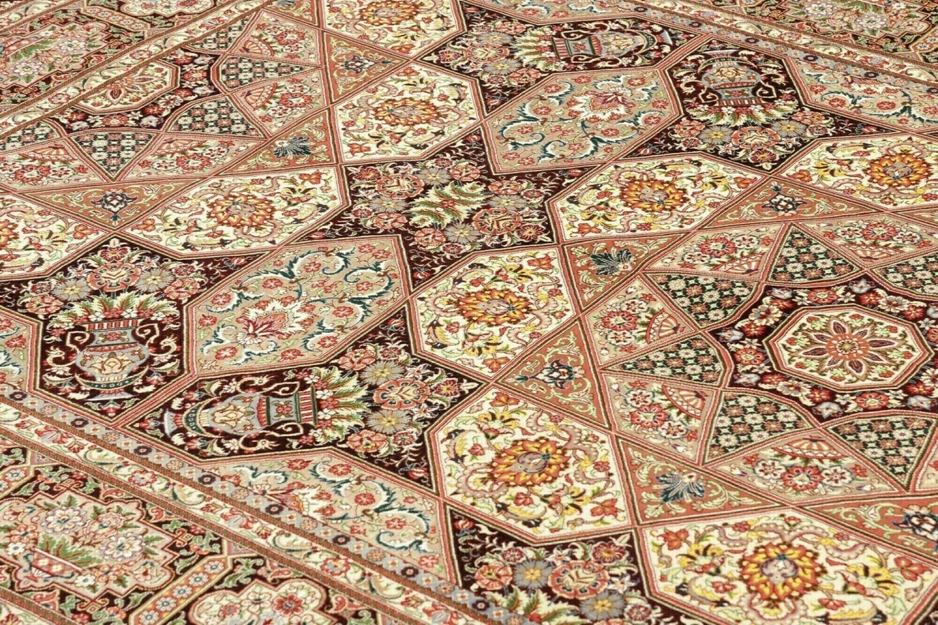 Hand-Knotted Silk Qom Persian Rug, 136 × 200 cm