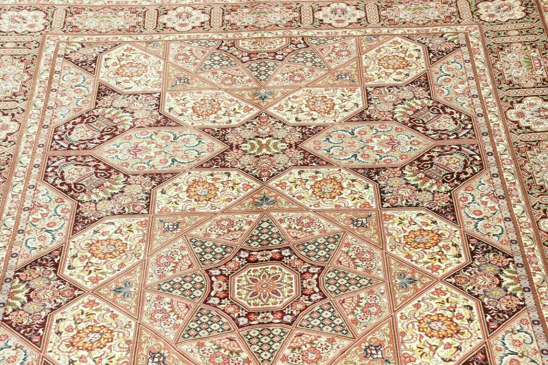 Hand-Knotted Silk Qom Persian Rug, 136 × 200 cm