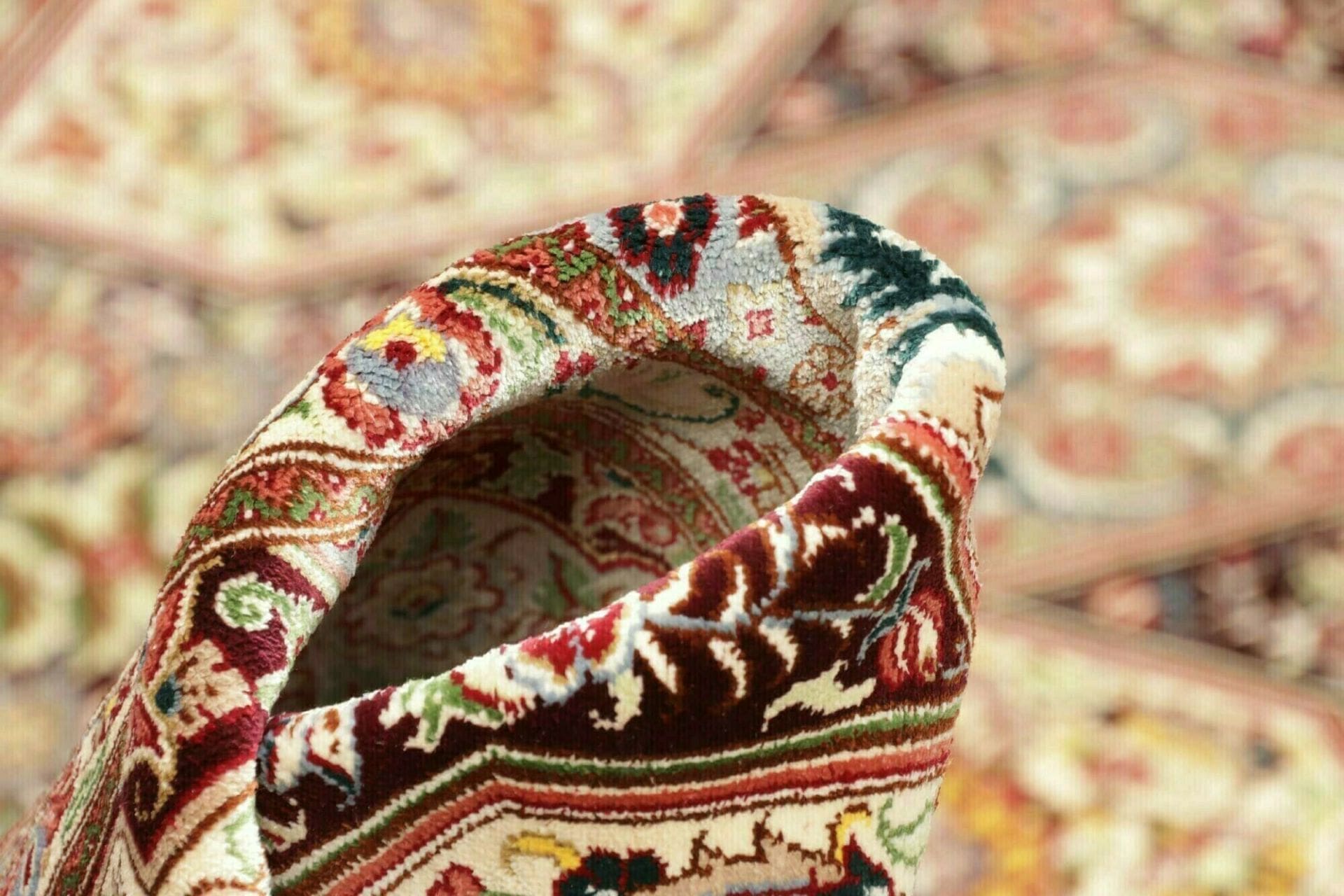 Hand-Knotted Silk Qom Persian Rug, 136 × 200 cm