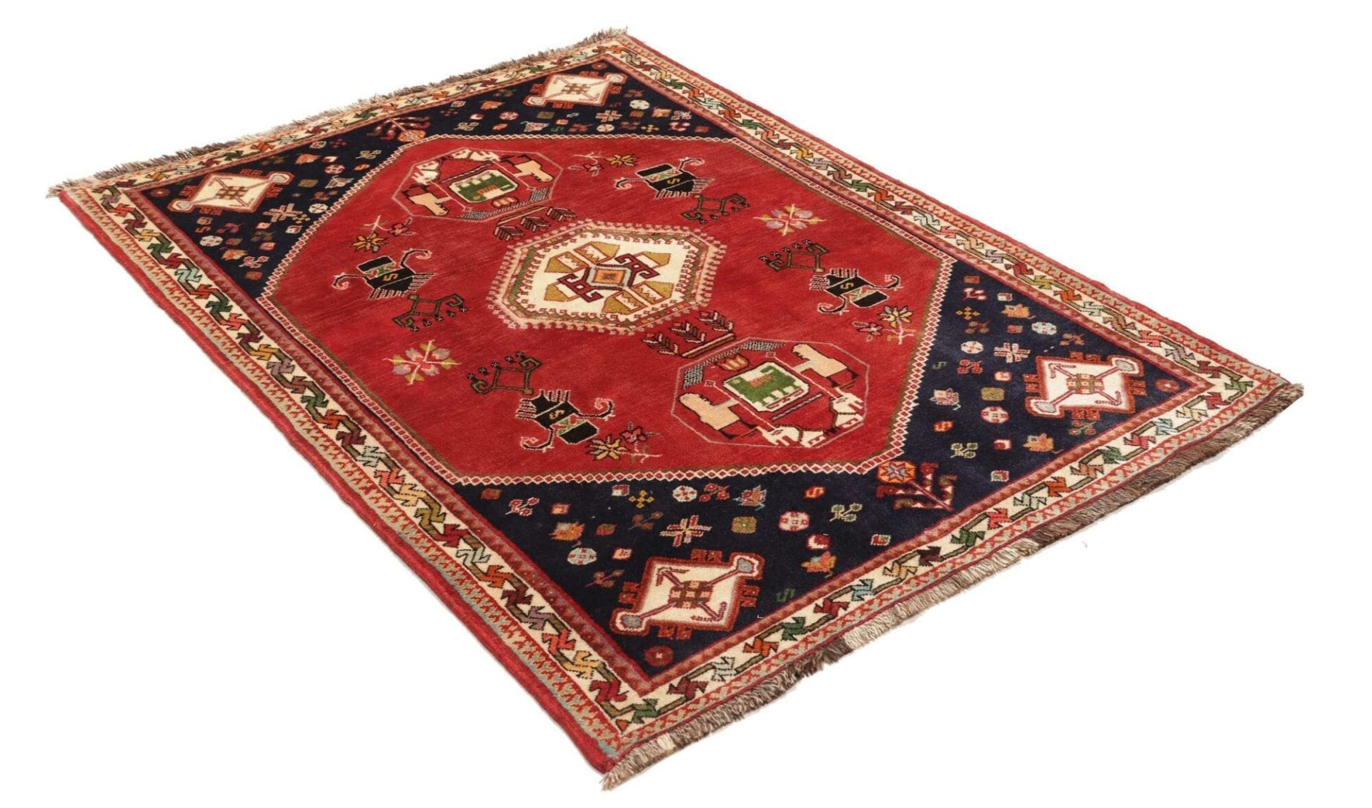 Qashqai Persian Rug — hand-knotted, 125 × 174 cm, Wool
