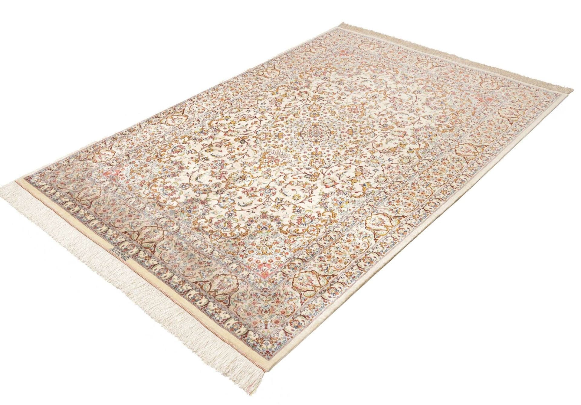 ghom-teppich-138-x-199-cm-seide-handgeknupft-perserteppich-1 Qom Persian Rug 138 × 199 cm, Silk, hand-knotted