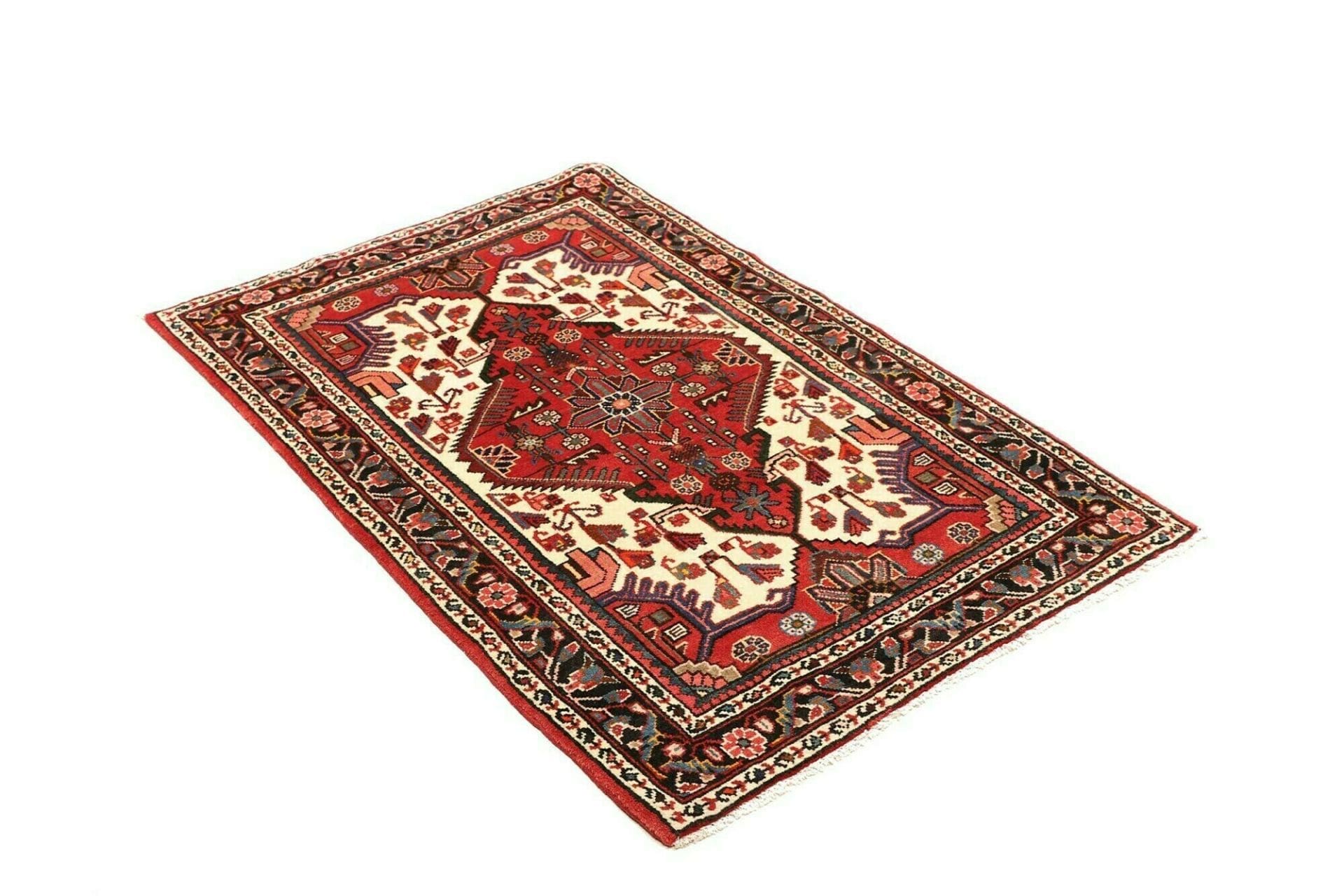 hamadan-teppich-88-x-135-cm-herati-muster-schurwolle-handgeknupft-2 Hand-Knotted Wool Hamadan Herati Persian Rug, 88 × 135 cm