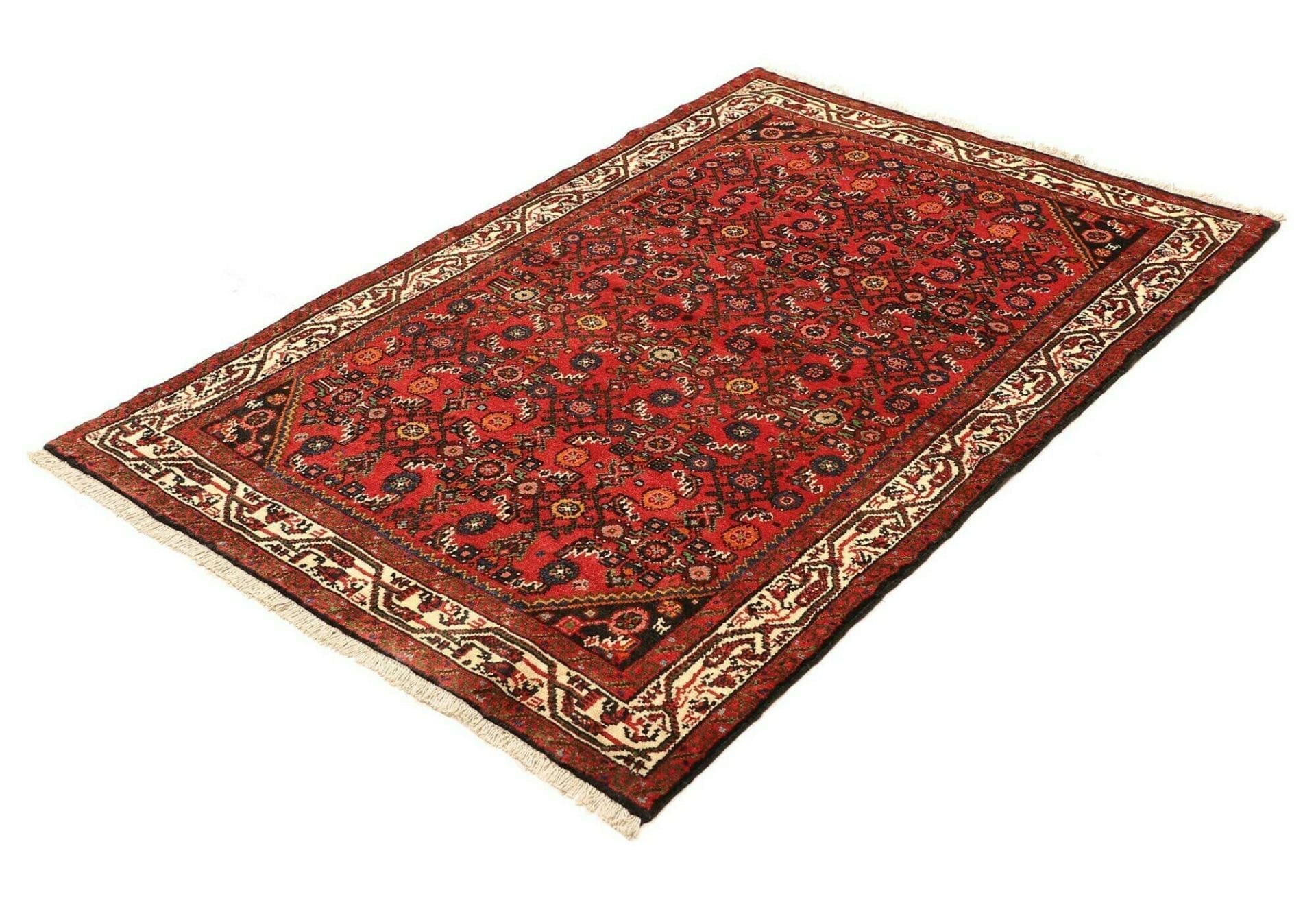 Hand-Knotted Wool Hamadan Herati Persian Rug, 108 × 154 cm