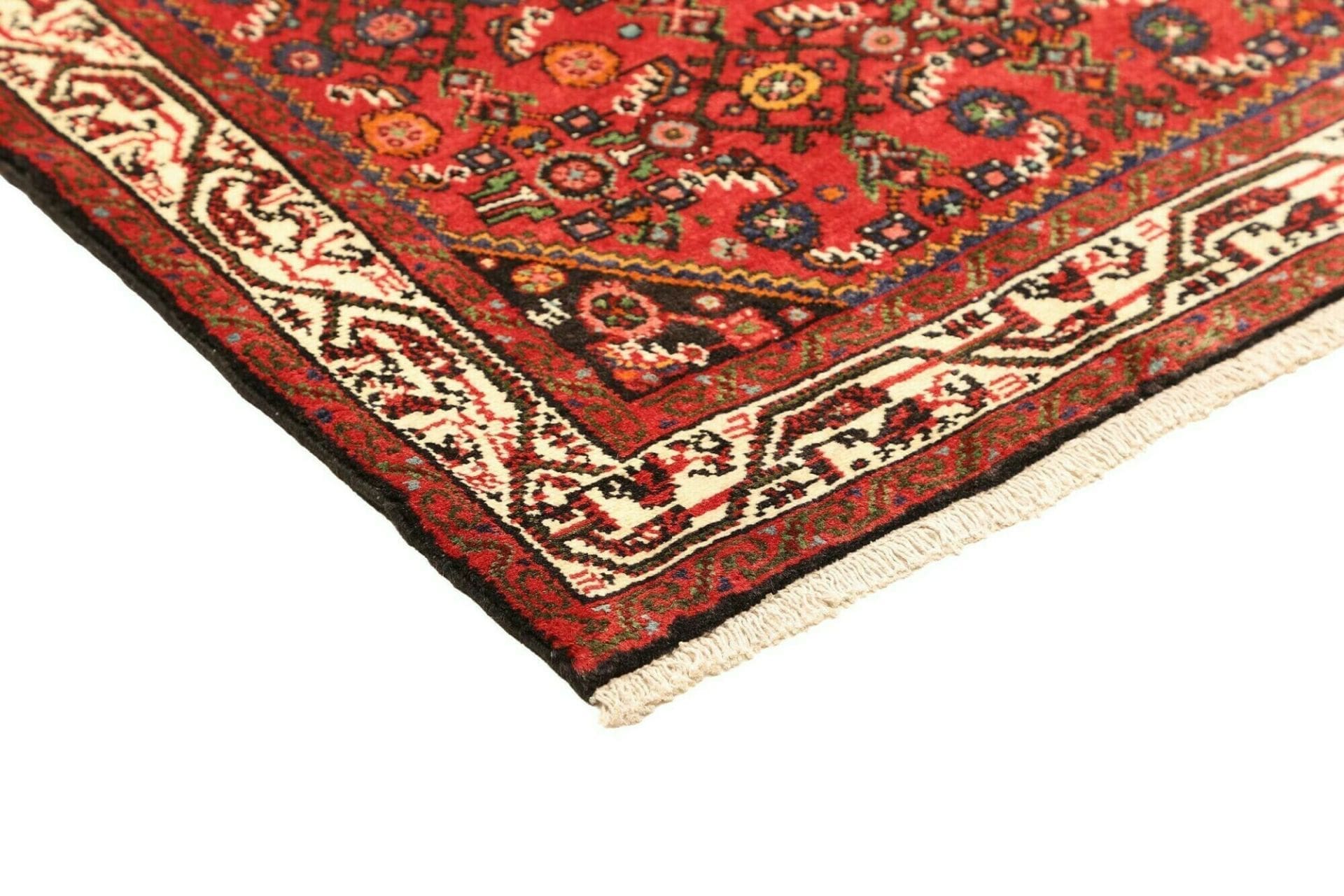 Hand-Knotted Wool Hamadan Herati Persian Rug, 108 × 154 cm