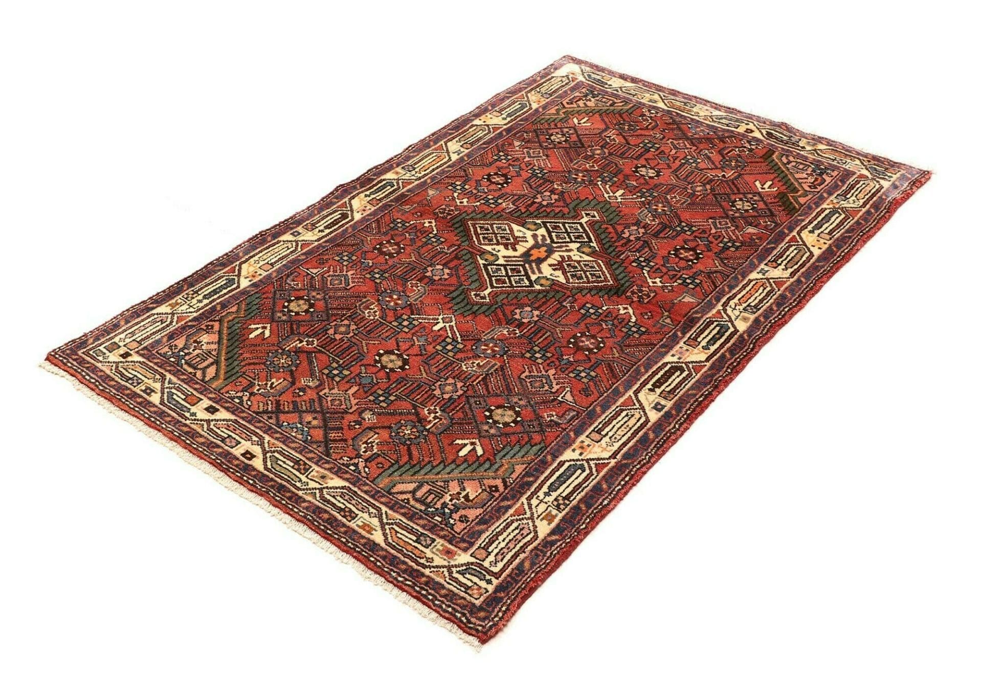hamadan-teppich-103-x-157cm-schurwolle-geometrisches-muster-handgeknupft-1 Hamadan Persian Rug 103 × 157 cm, Wool, hand-knotted
