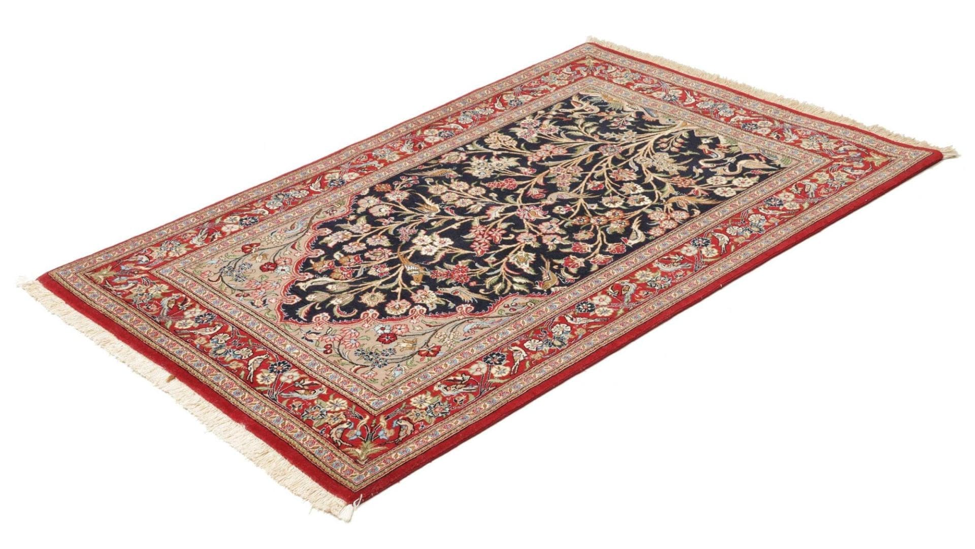 Hand-Knotted Wool & Silk Isfahan Persian Rug, 101 × 154 cm
