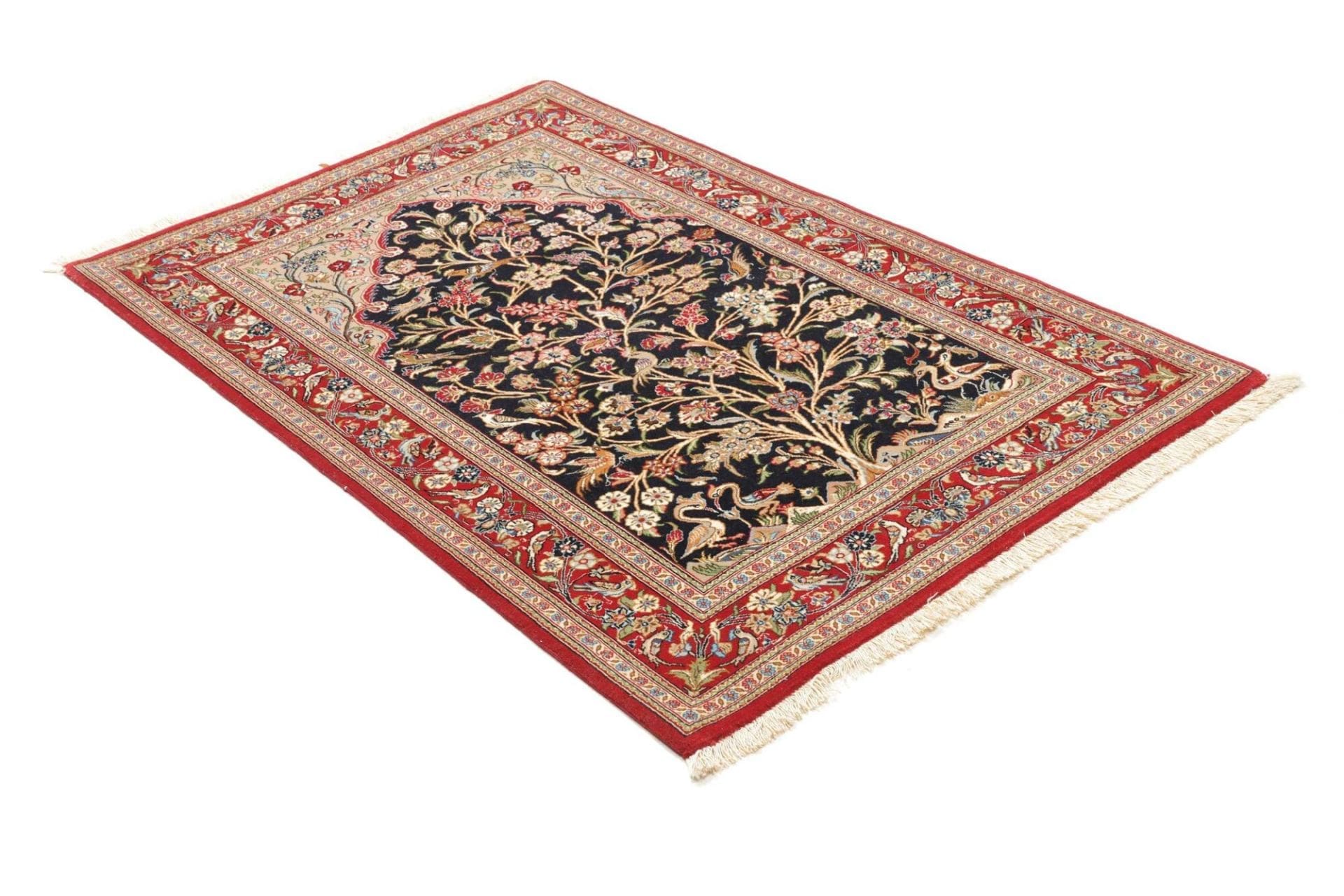 Hand-Knotted Wool & Silk Isfahan Persian Rug, 101 × 154 cm