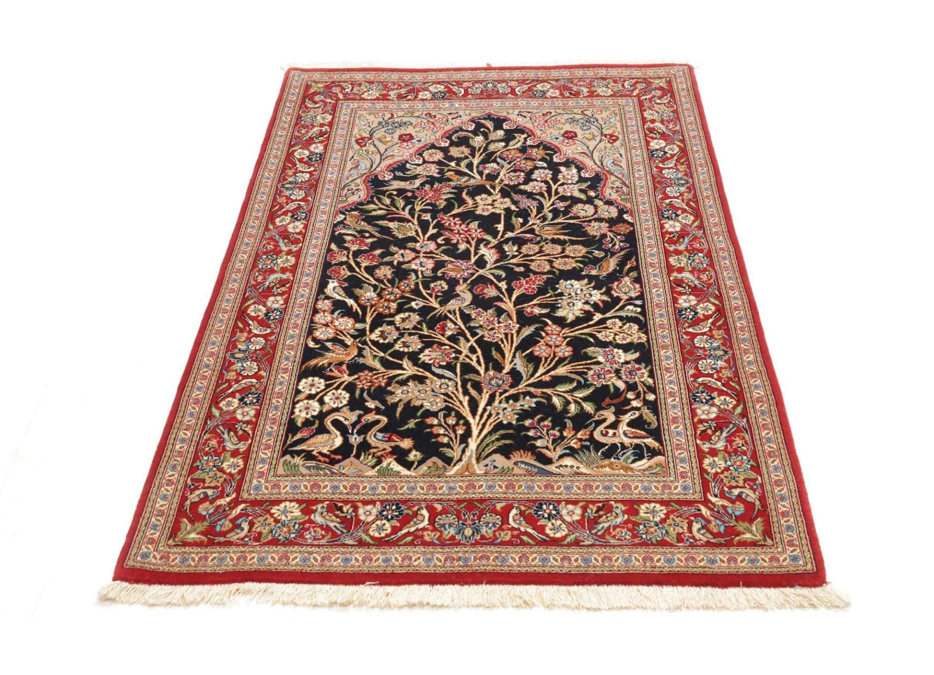 Hand-Knotted Wool & Silk Isfahan Persian Rug, 101 × 154 cm