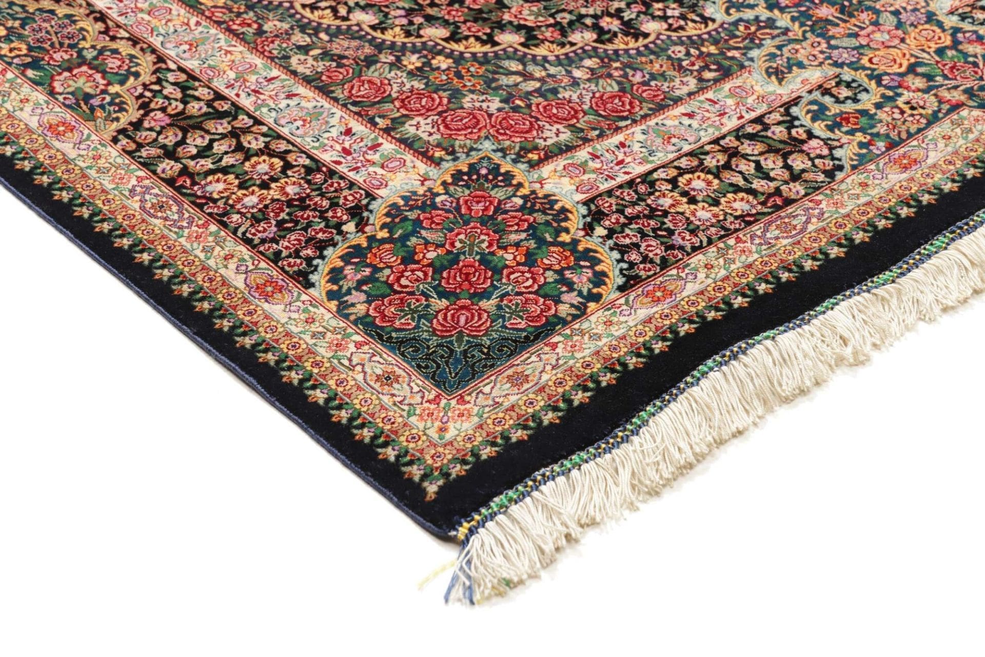 Hand-Knotted Silk Qom Persian Rug, 104 × 154 cm