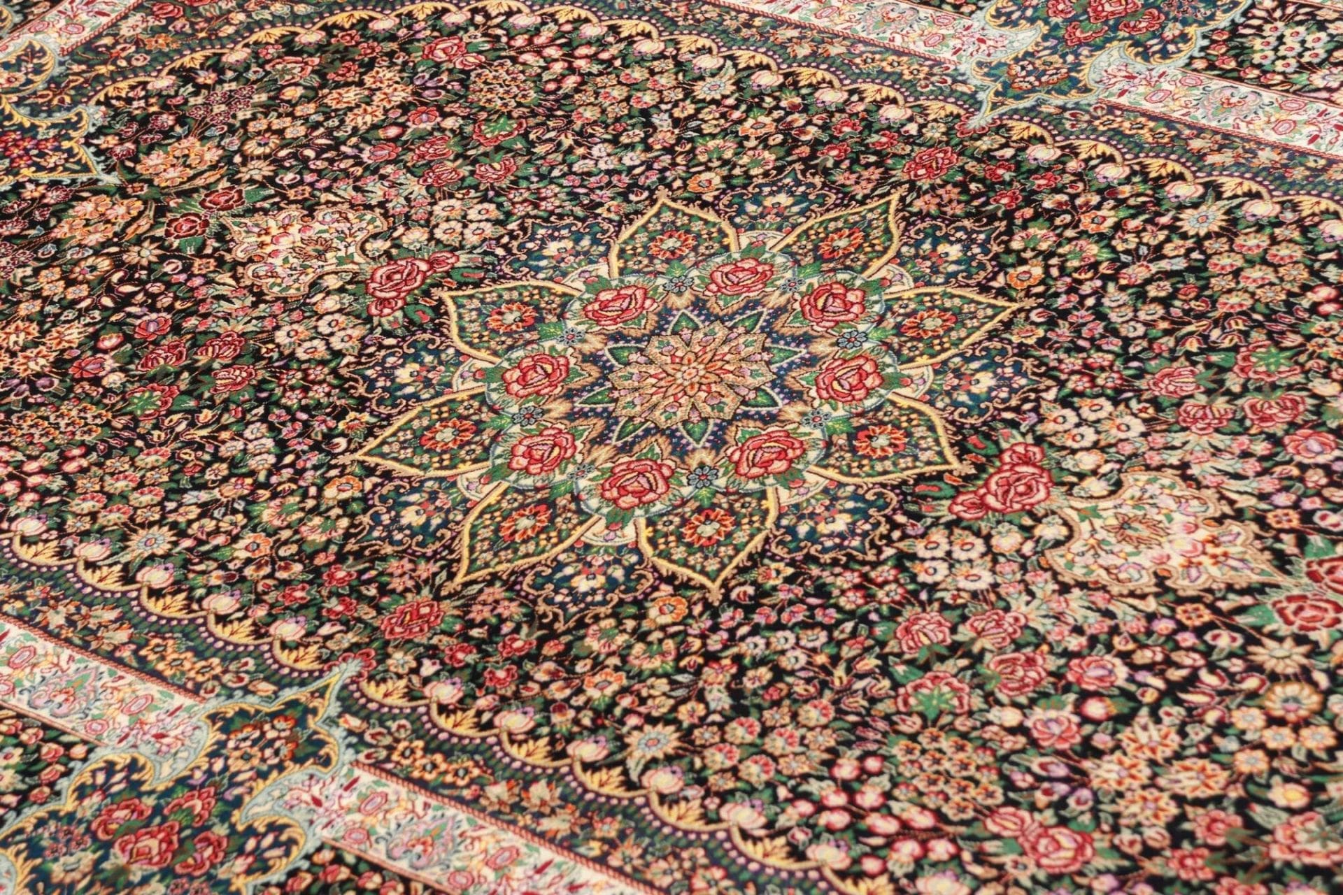 Hand-Knotted Silk Qom Persian Rug, 104 × 154 cm