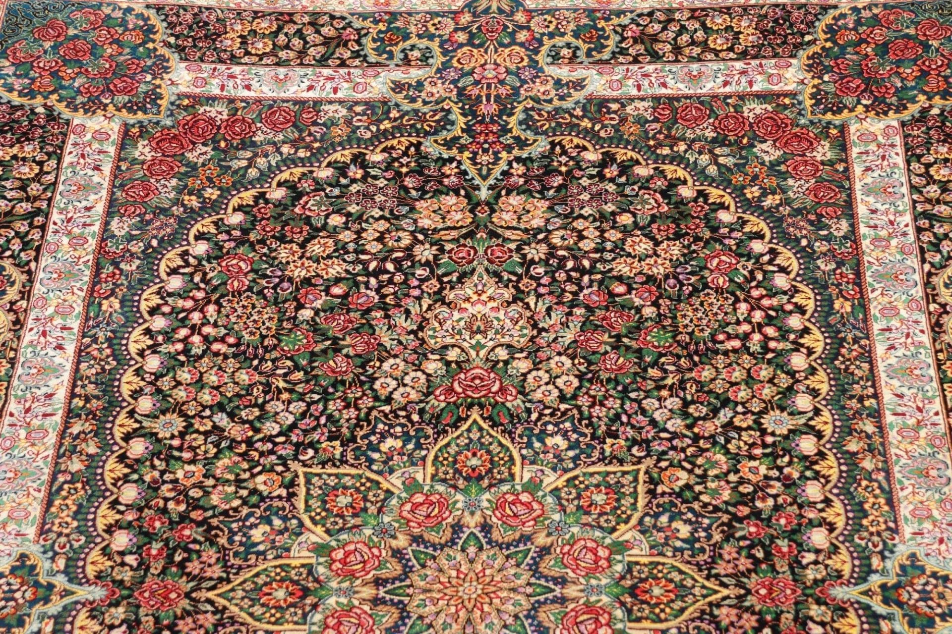 Hand-Knotted Silk Qom Persian Rug, 104 × 154 cm