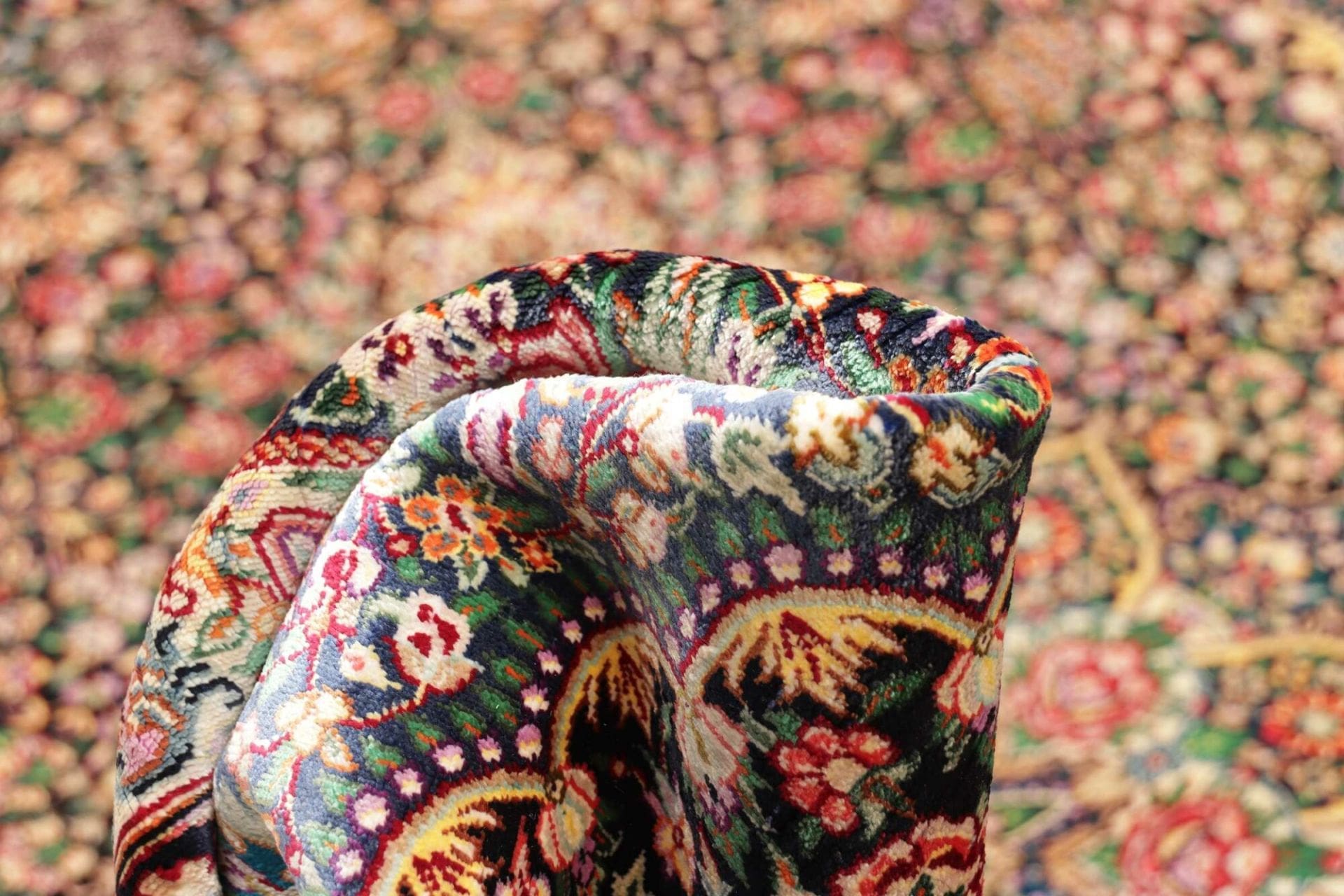 Hand-Knotted Silk Qom Persian Rug, 104 × 154 cm