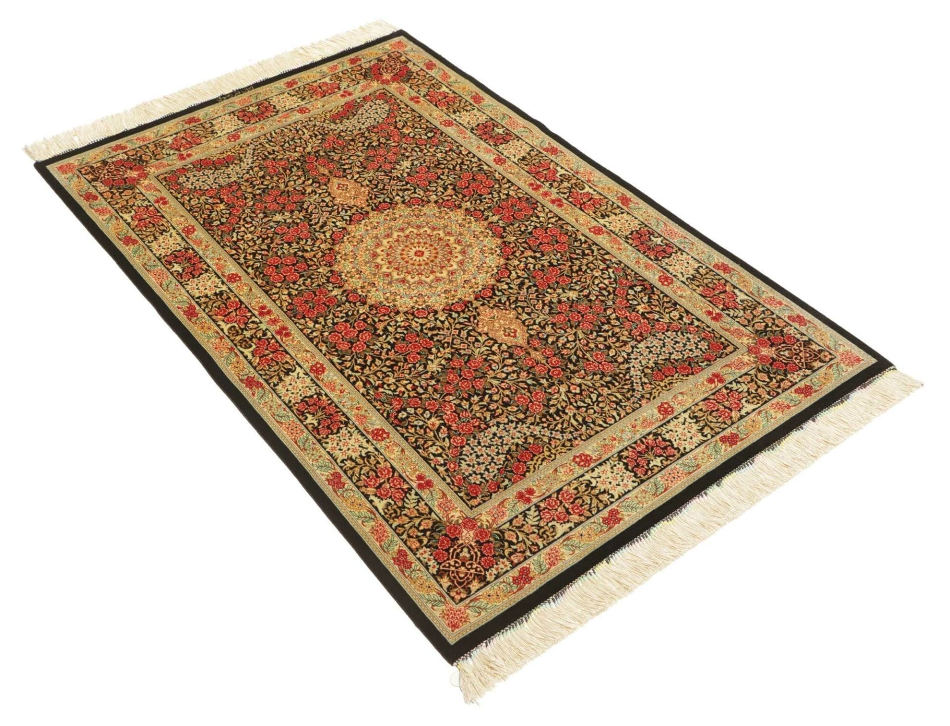 Qom Persian Rug — hand-knotted, 98 × 151 cm, Silk