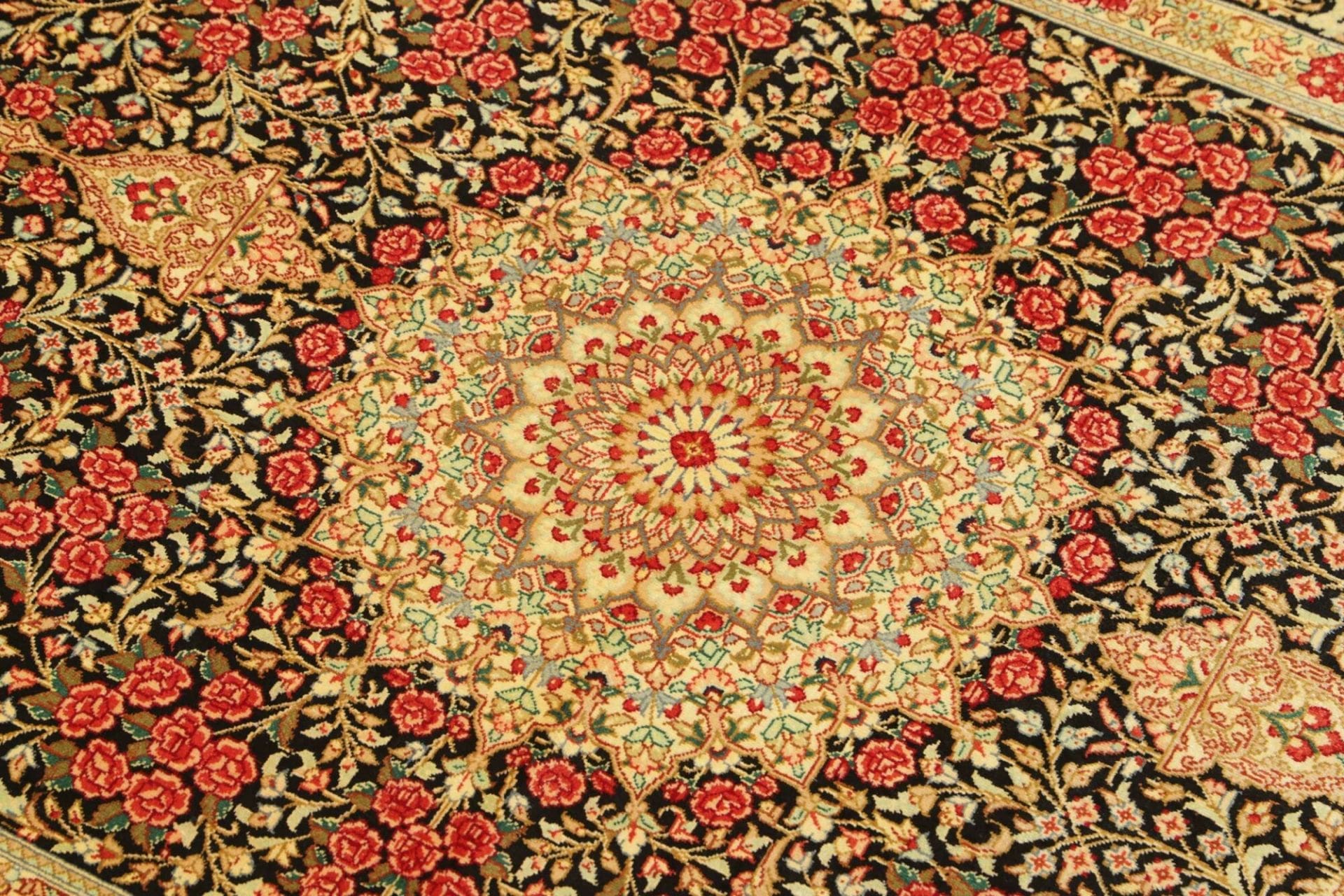 Qom Persian Rug — hand-knotted, 98 × 151 cm, Silk