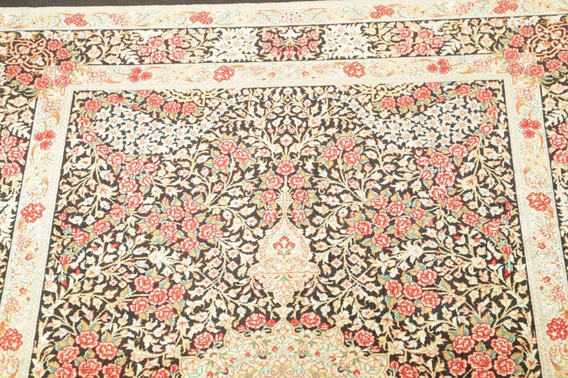 Qom Persian Rug — hand-knotted, 98 × 151 cm, Silk