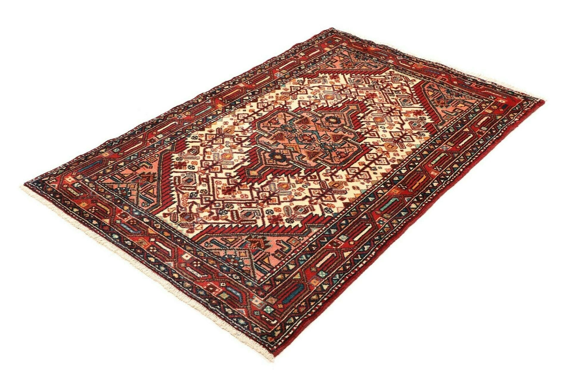 Hand-Knotted Wool Hamadan Herati Persian Rug, 108 × 159 cm