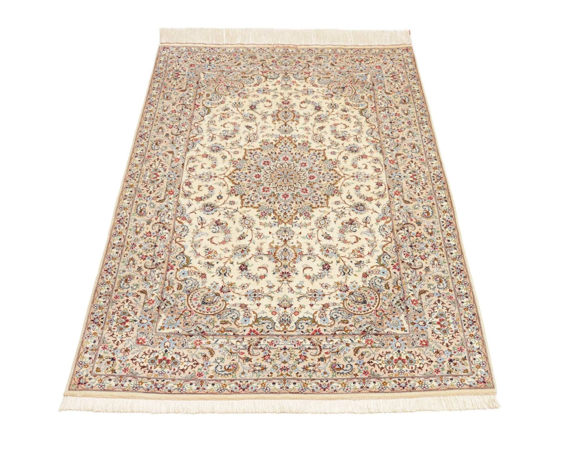 Qom Persian Rug — hand-knotted, 102 × 150 cm, Silk