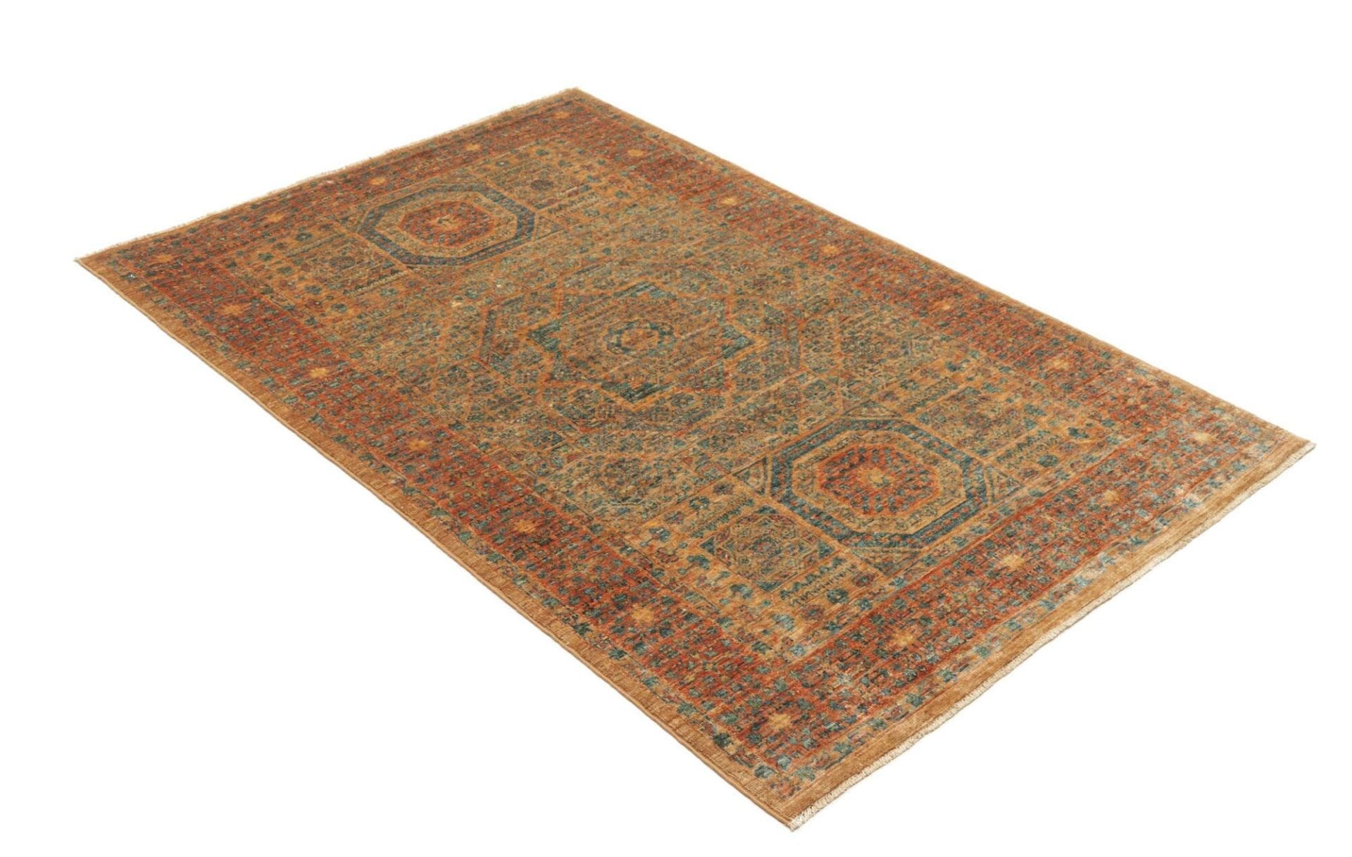 Hand-Knotted Wool Mamluk Pakistani Rug, 103 × 158 cm