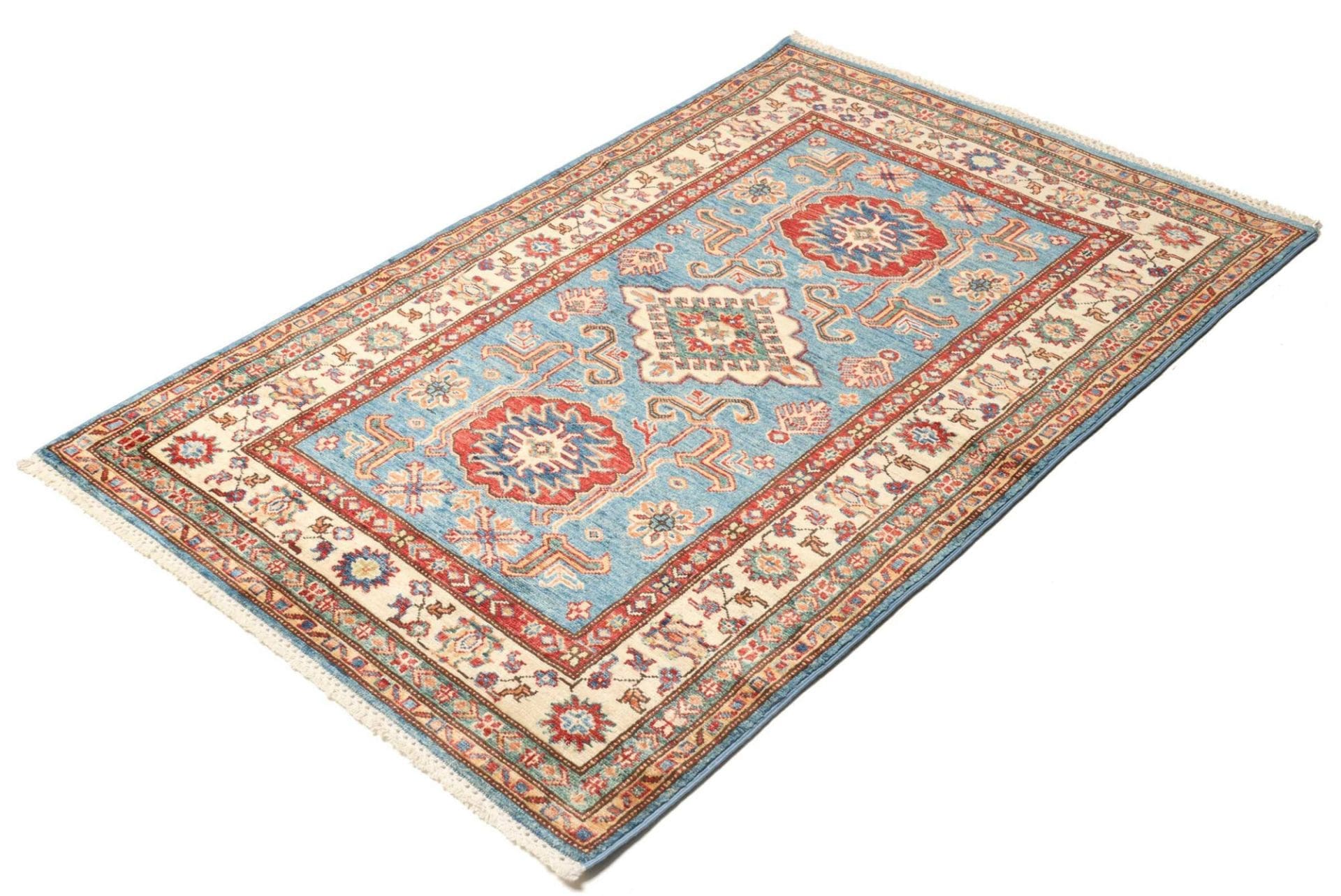 kazak-teppich-102-x-152cm-geometrisches-muster-handgeknupft-1 Kazak Pakistani Rug 102 × 152 cm, Wool, hand-knotted