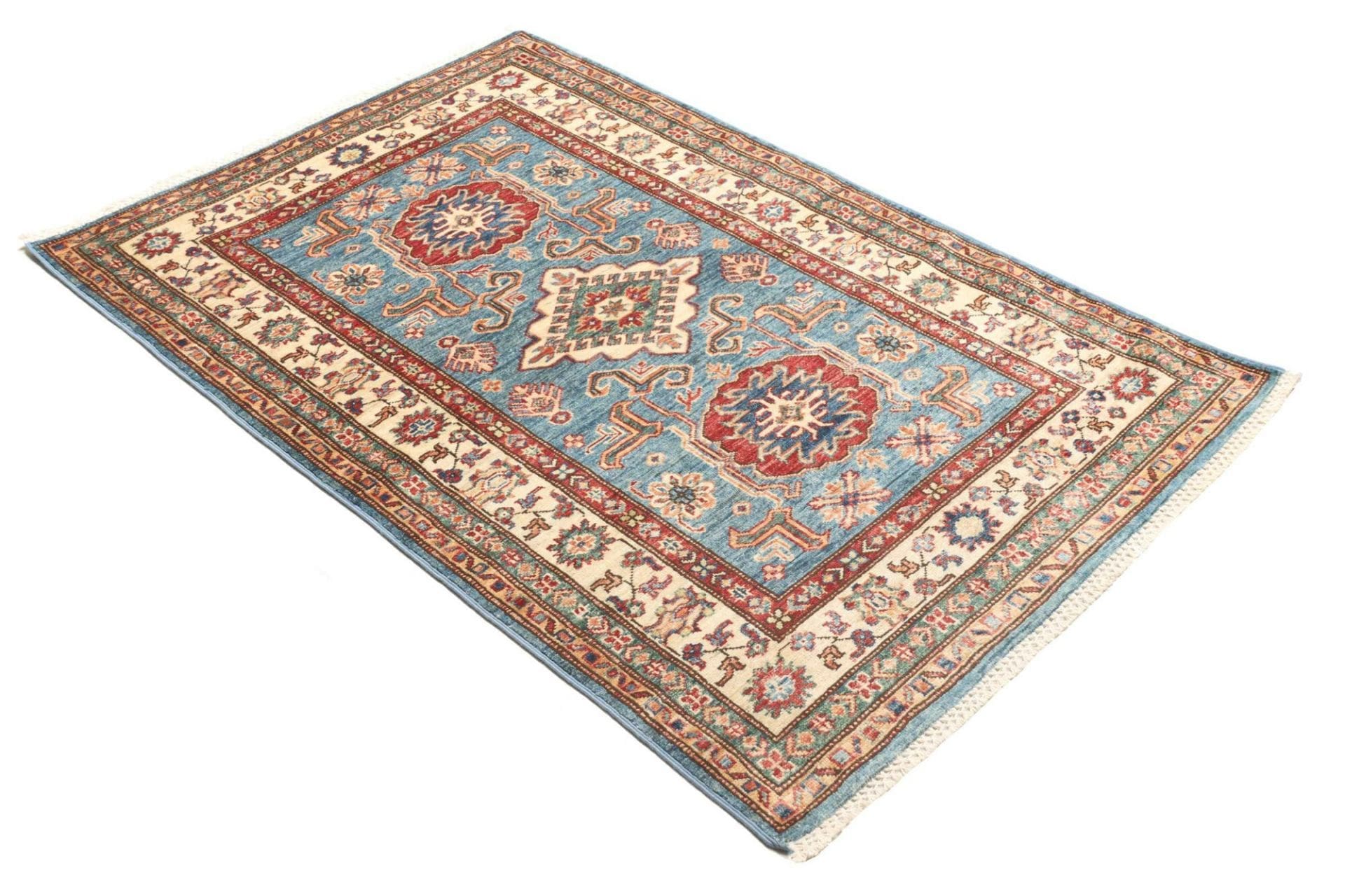 kazak-teppich-102-x-152cm-geometrisches-muster-handgeknupft-2 Kazak Pakistani Rug 102 × 152 cm, Wool, hand-knotted
