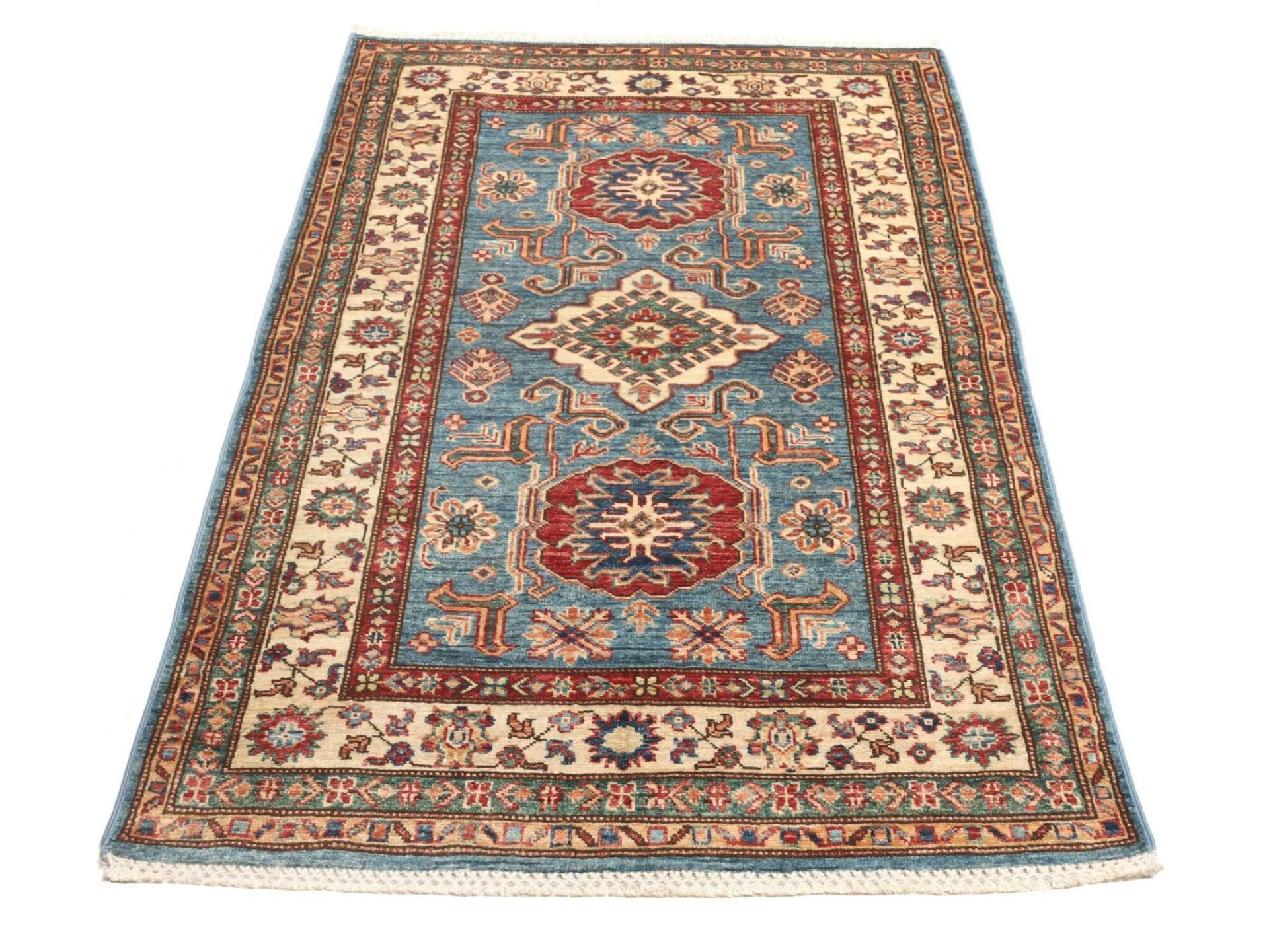 kazak-teppich-102-x-152cm-geometrisches-muster-handgeknupft-3 Kazak Pakistani Rug 102 × 152 cm, Wool, hand-knotted