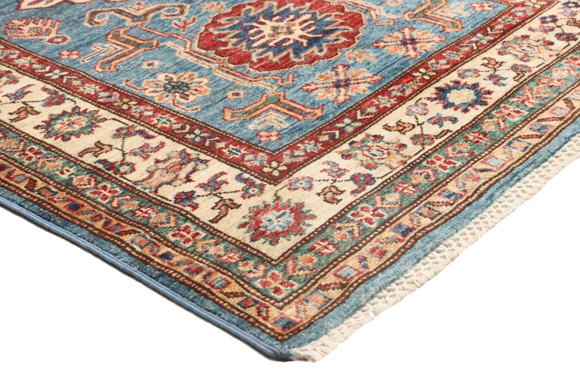 kazak-teppich-102-x-152cm-geometrisches-muster-handgeknupft-4 Kazak Pakistani Rug 102 × 152 cm, Wool, hand-knotted