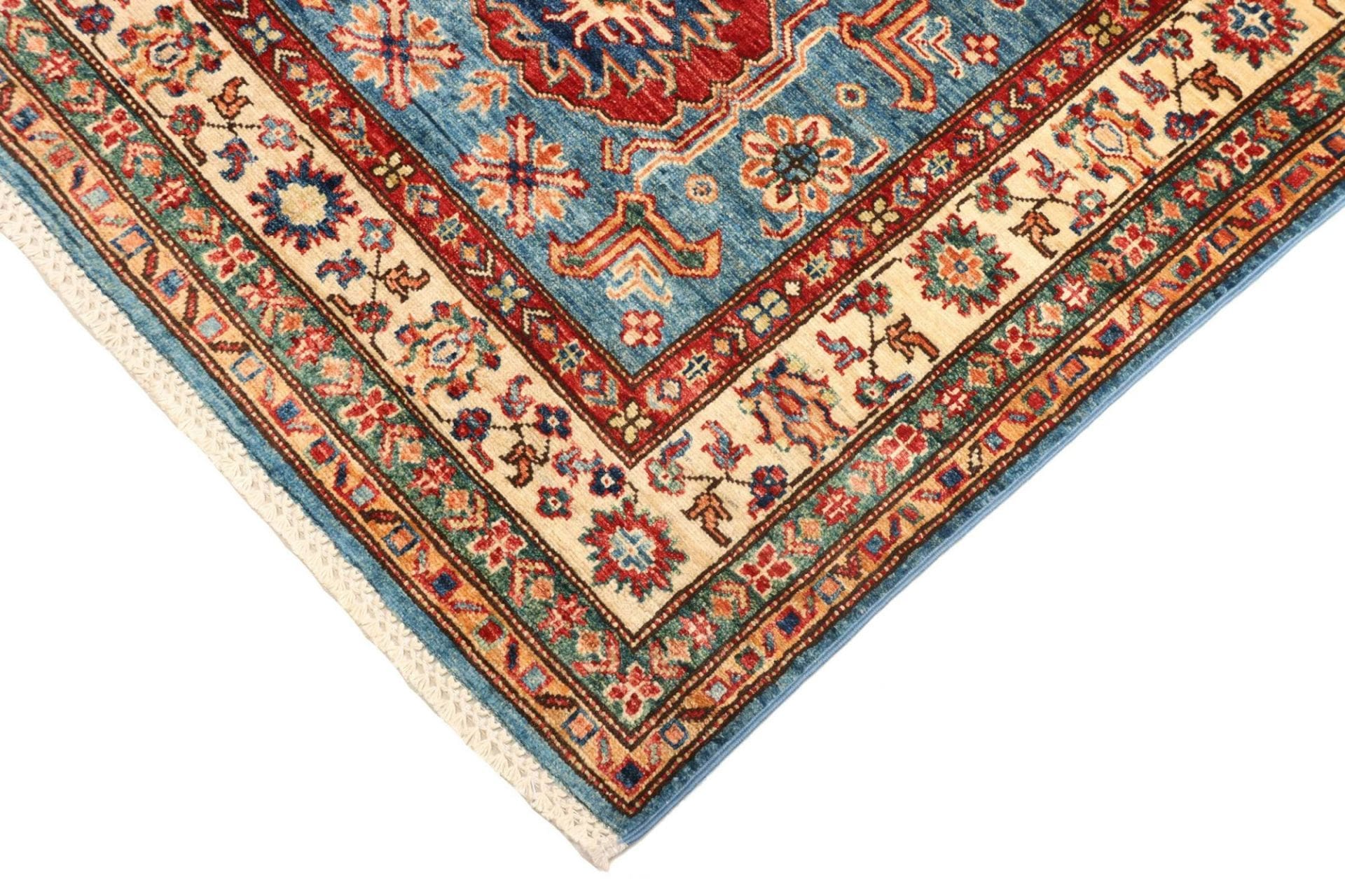 kazak-teppich-102-x-152cm-geometrisches-muster-handgeknupft-5 Kazak Pakistani Rug 102 × 152 cm, Wool, hand-knotted