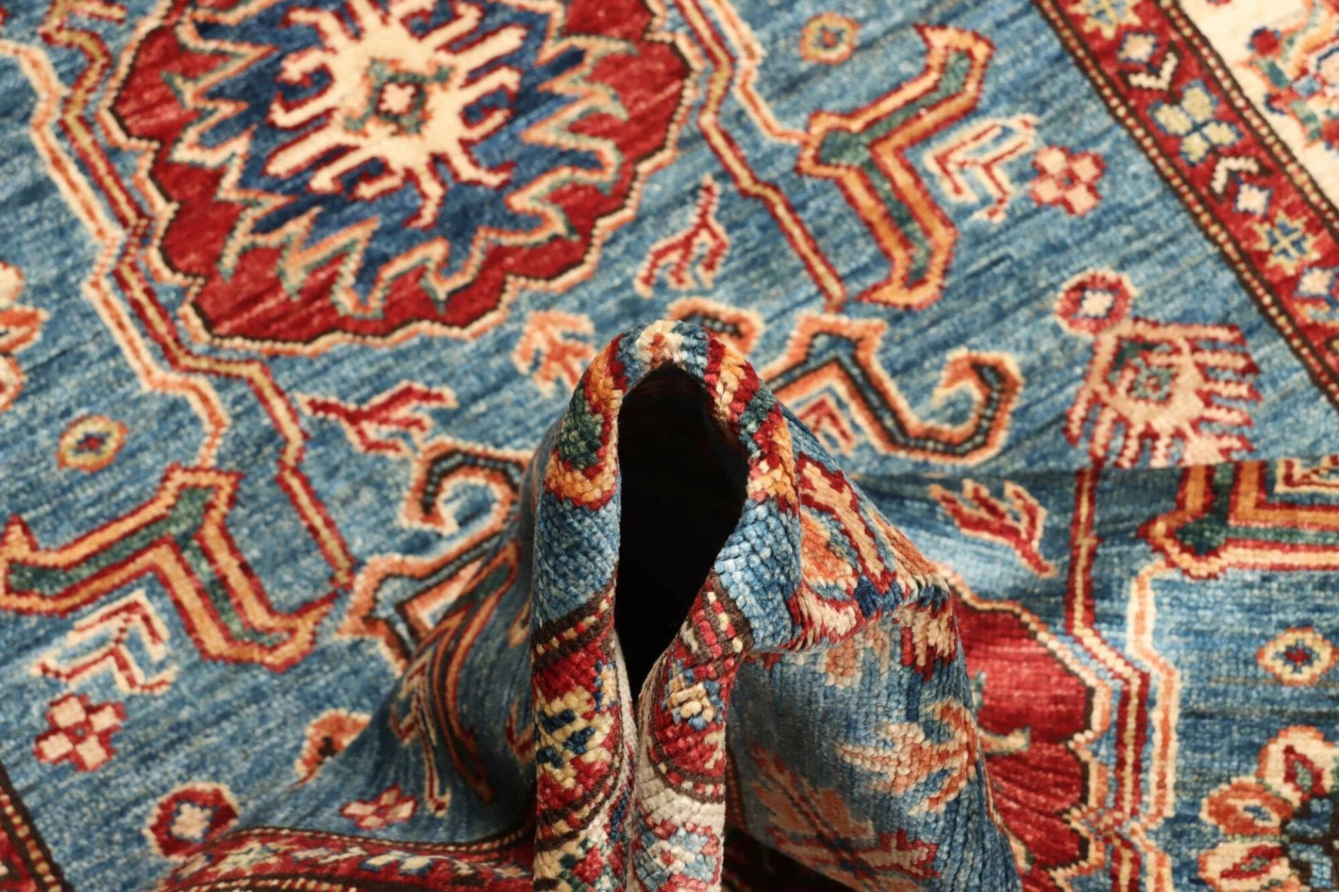 kazak-teppich-102-x-152cm-geometrisches-muster-handgeknupft-8 Kazak Pakistani Rug 102 × 152 cm, Wool, hand-knotted