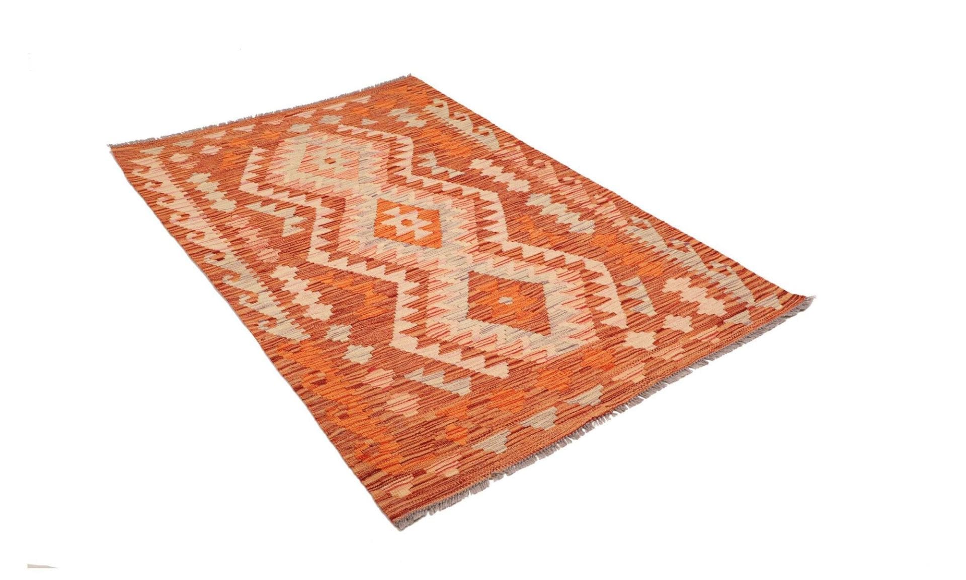 kelim-teppich-100-x-156cm-aus-schurwolle-handgewebt-rustikal-2 Hand-Woven Wool Kilim Pakistani Rug, 100 × 156 cm
