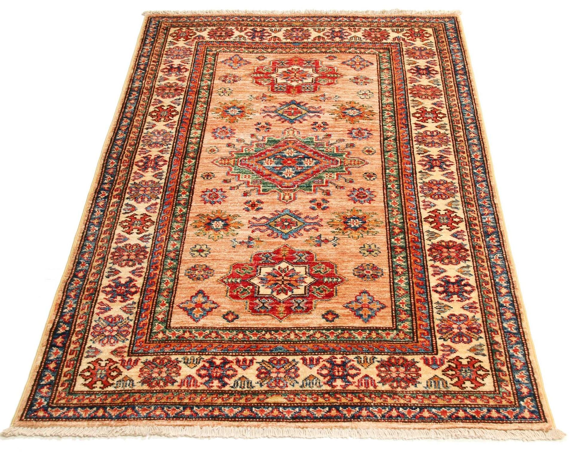 kazak-teppich-98-x-148cm-geometrische-muster-handgeknupft-3 Kazak Pakistani Rug 98 × 148 cm, Wool, hand-knotted