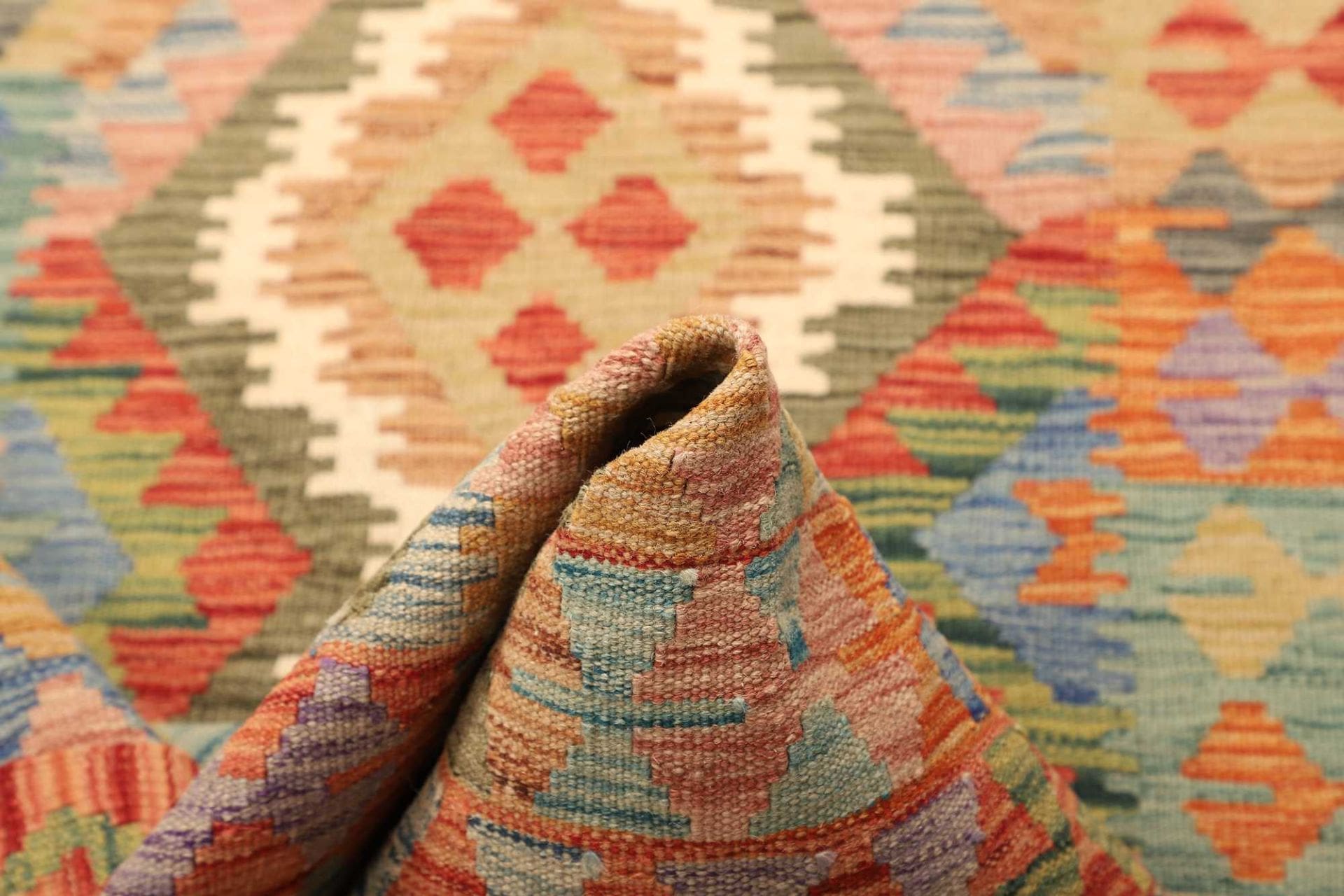 kelim-teppich-107-x-153-cm-aus-schurwolle-handgewebt-rustikal-5 Kilim Pakistani Rug 107 × 153 cm, Wool, hand-woven