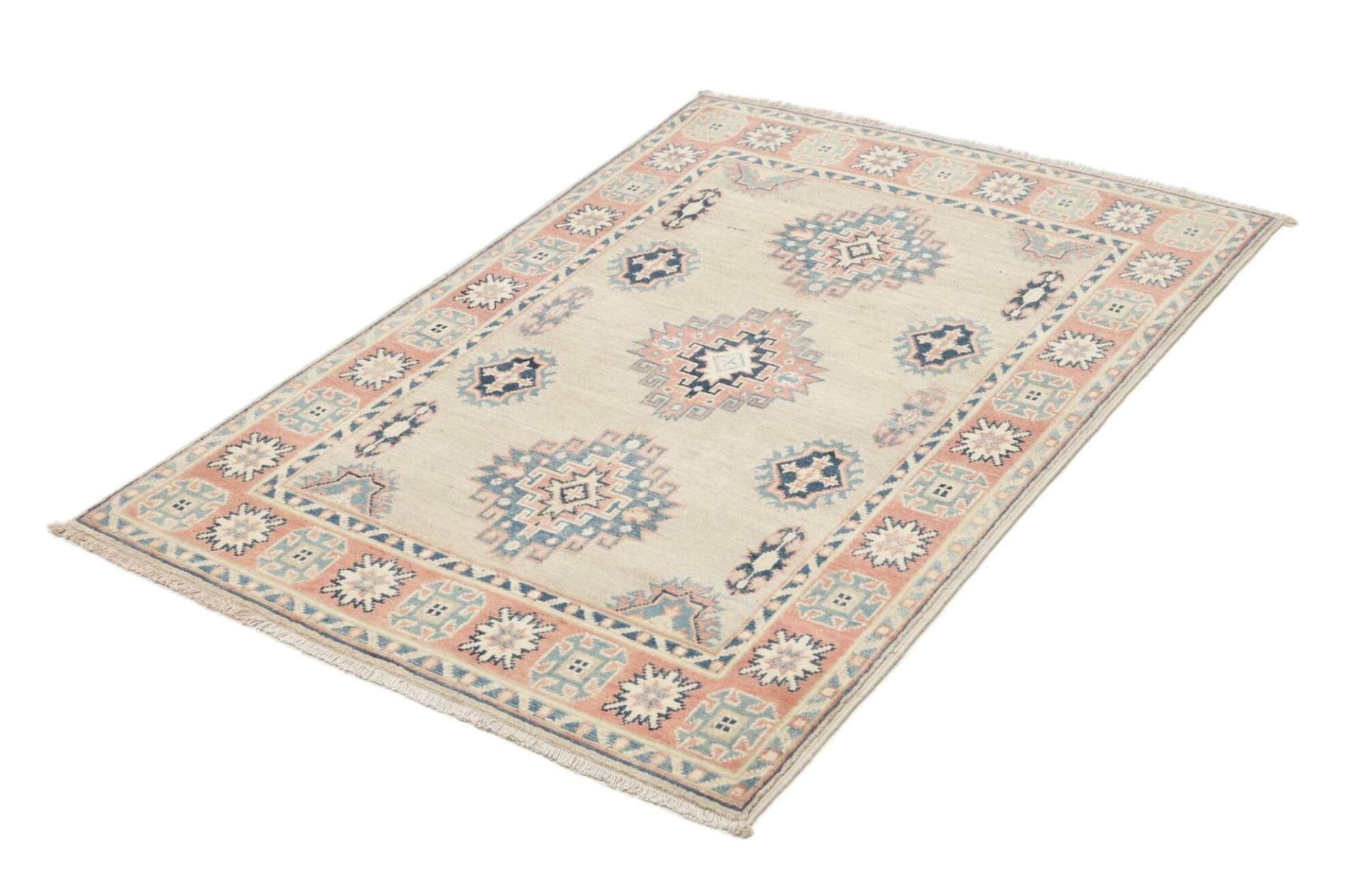 kazak-orientteppich-97x138cm-geometrisches-muster-handgeknupft-1 Kazak Pakistani Rug 97 × 138 cm, Wool, hand-knotted